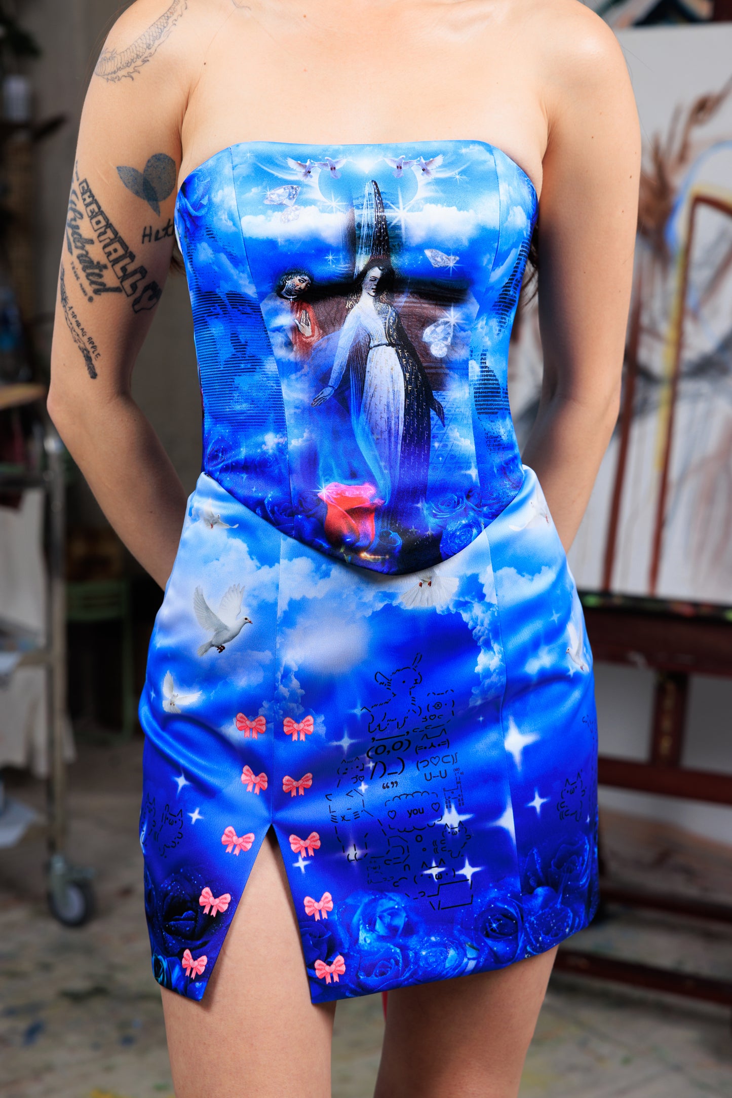 Good vs Evil Mini Skirt with Slit