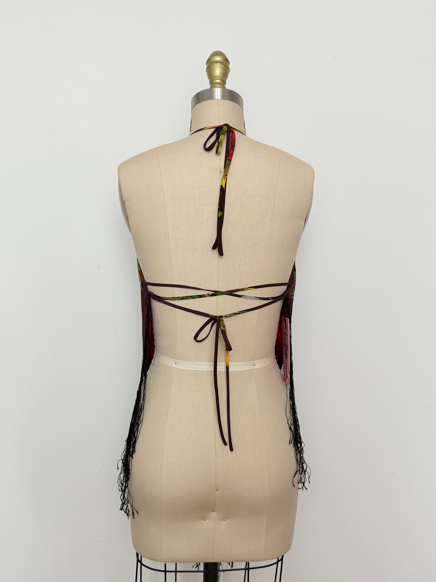 Upcycled Babushka Burgundy Scarf Top