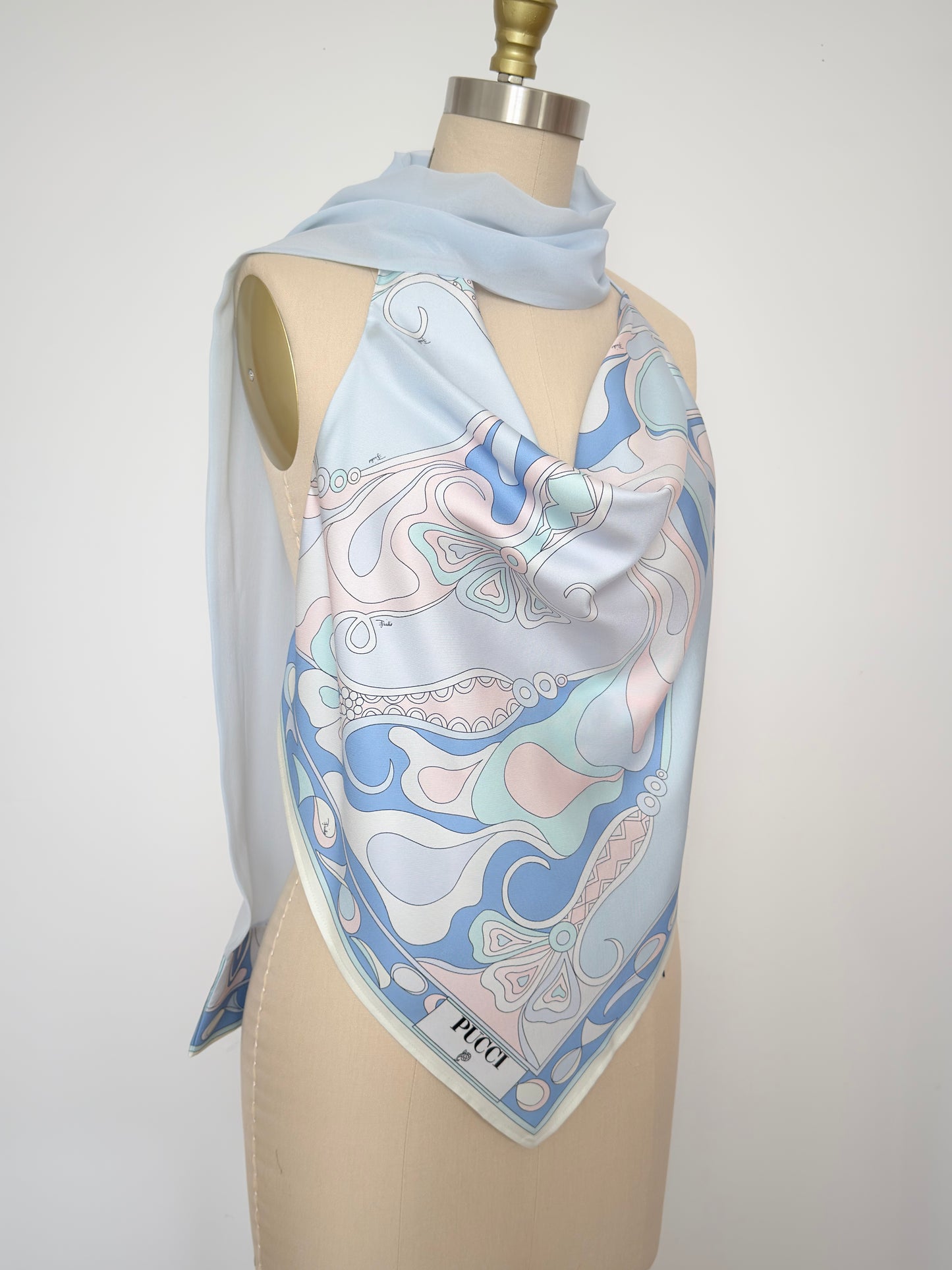 Upcycled Light Blue Pucci Scarf Top
