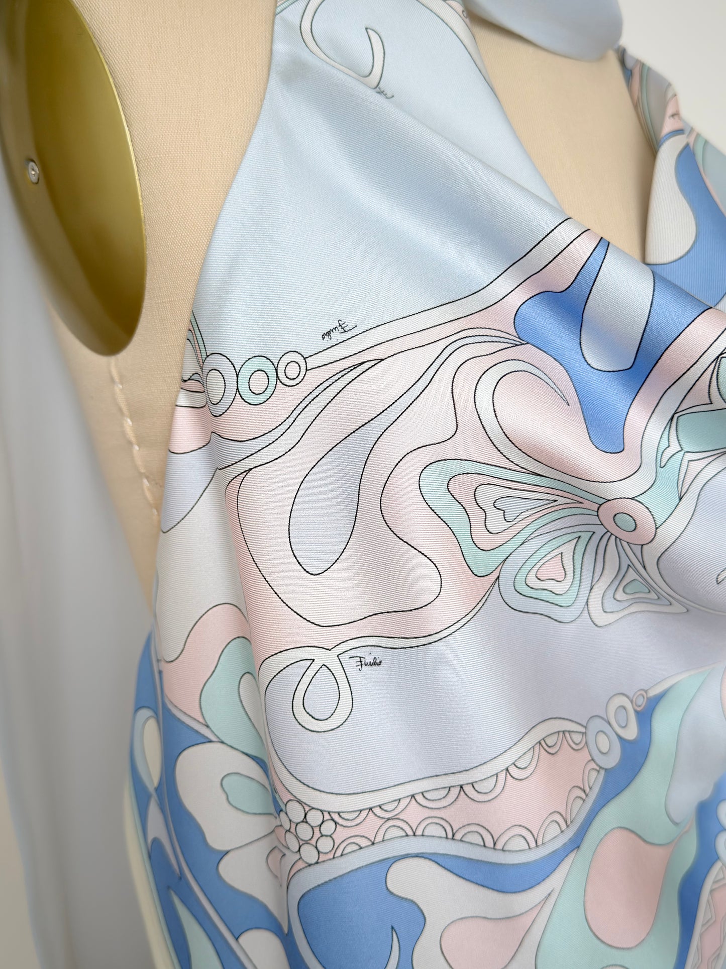 Upcycled Light Blue Pucci Scarf Top