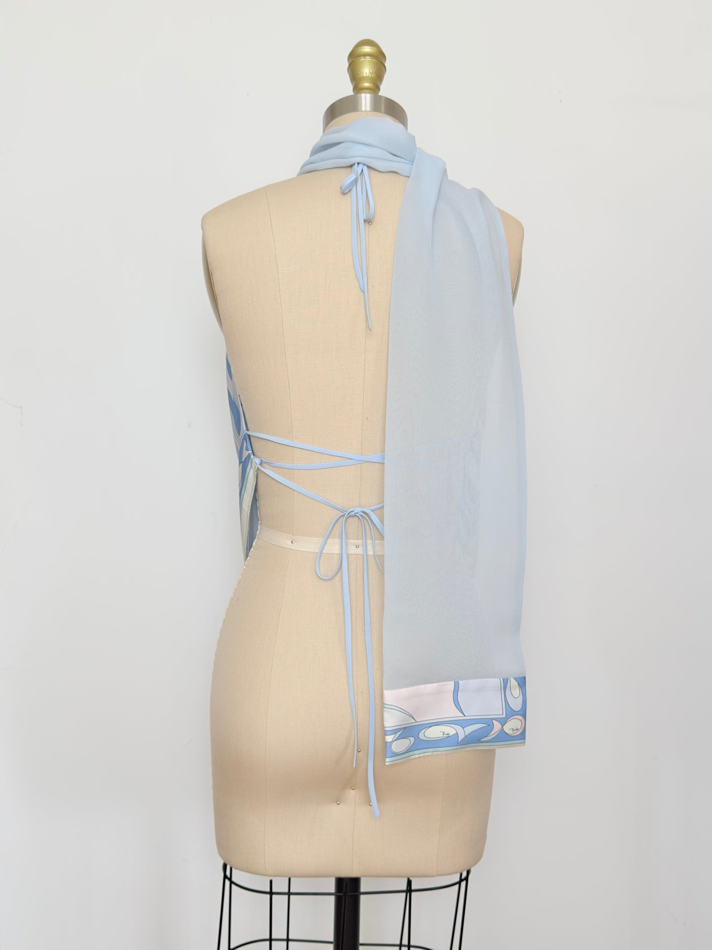 Upcycled Light Blue Pucci Scarf Top