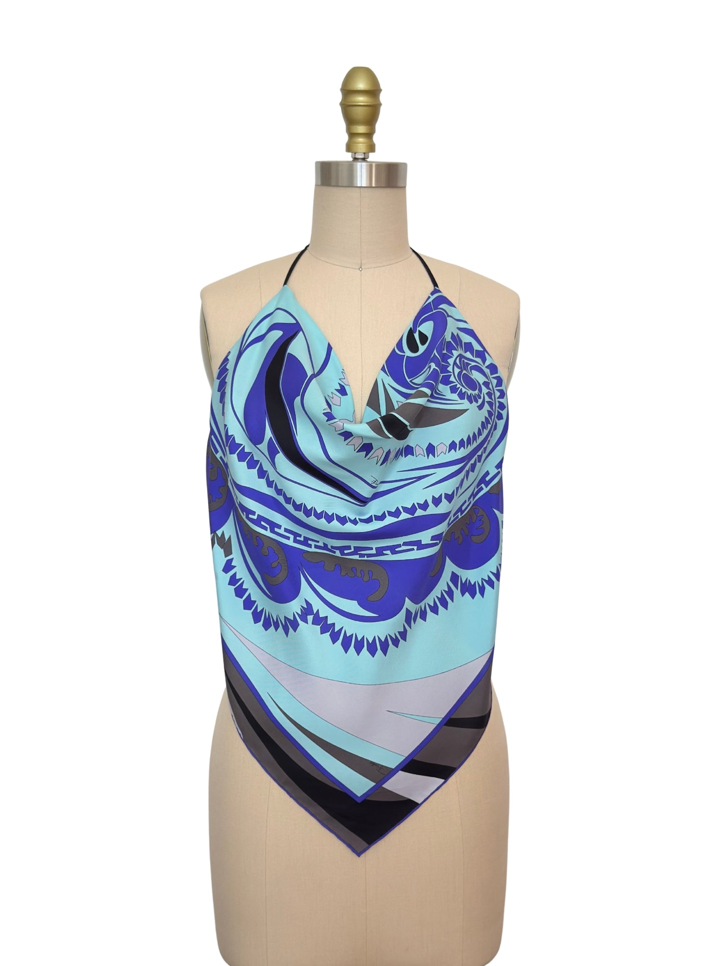 Upcycled Pucci Blue Scarf Top