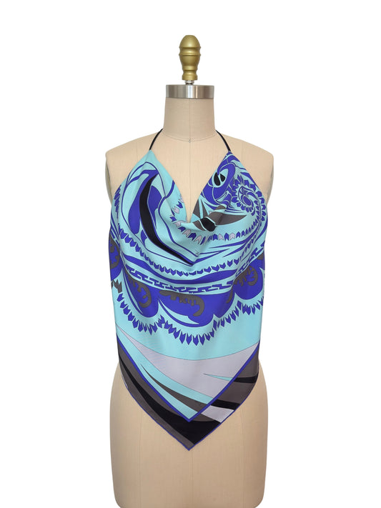 Upcycled Pucci Blue Scarf Top