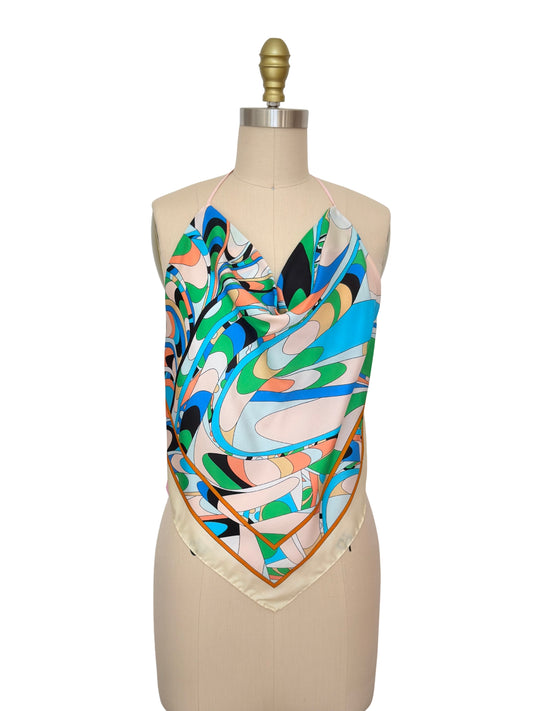 Upcycled Multicolor Silk Scarf Top (Como Collection)
