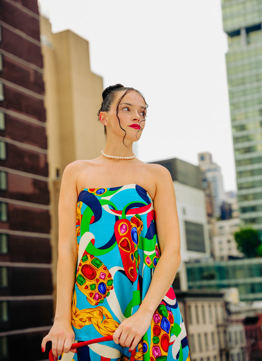 Upcycled Chanel Scarf Corset Dress