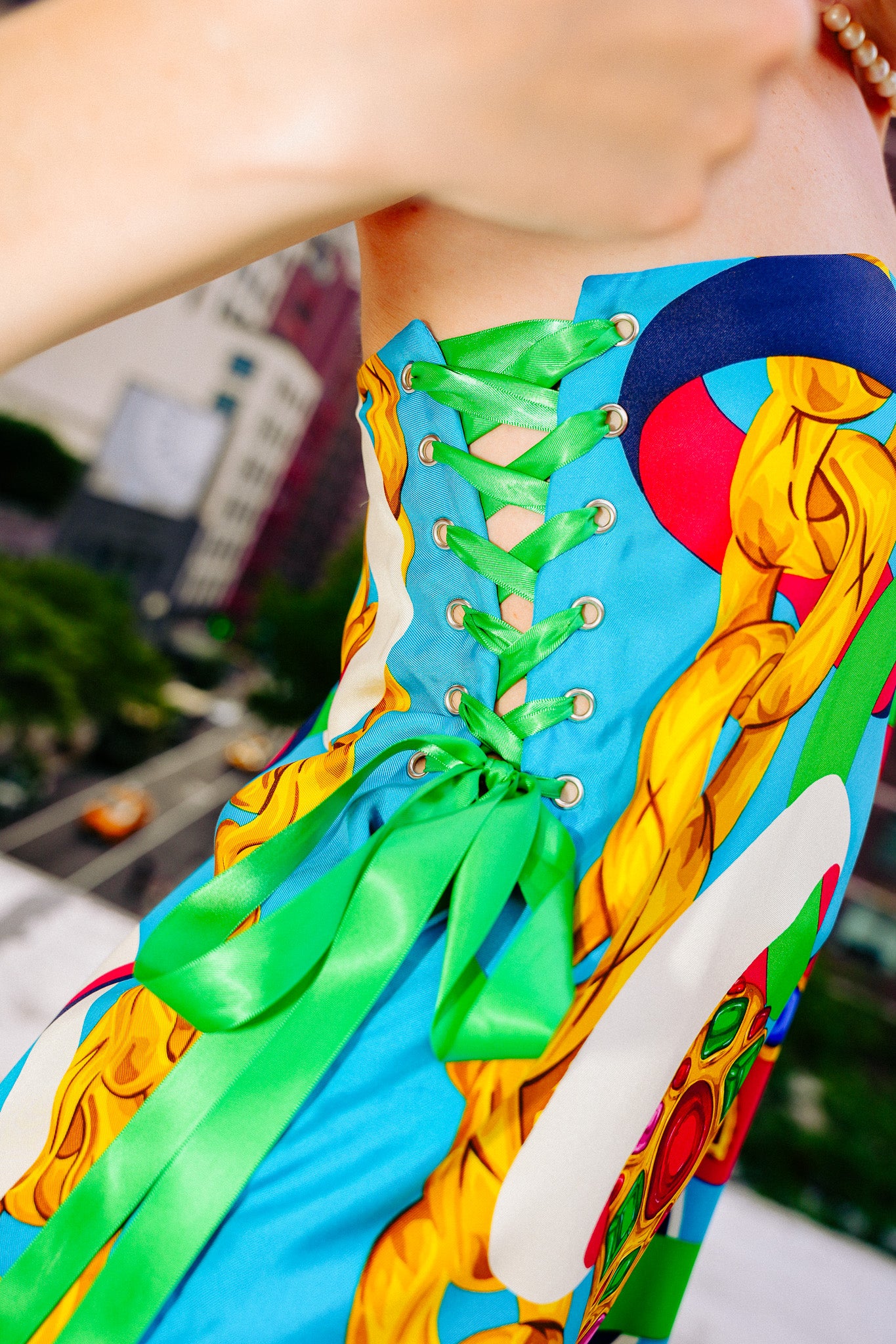 Upcycled Chanel Scarf Corset Dress