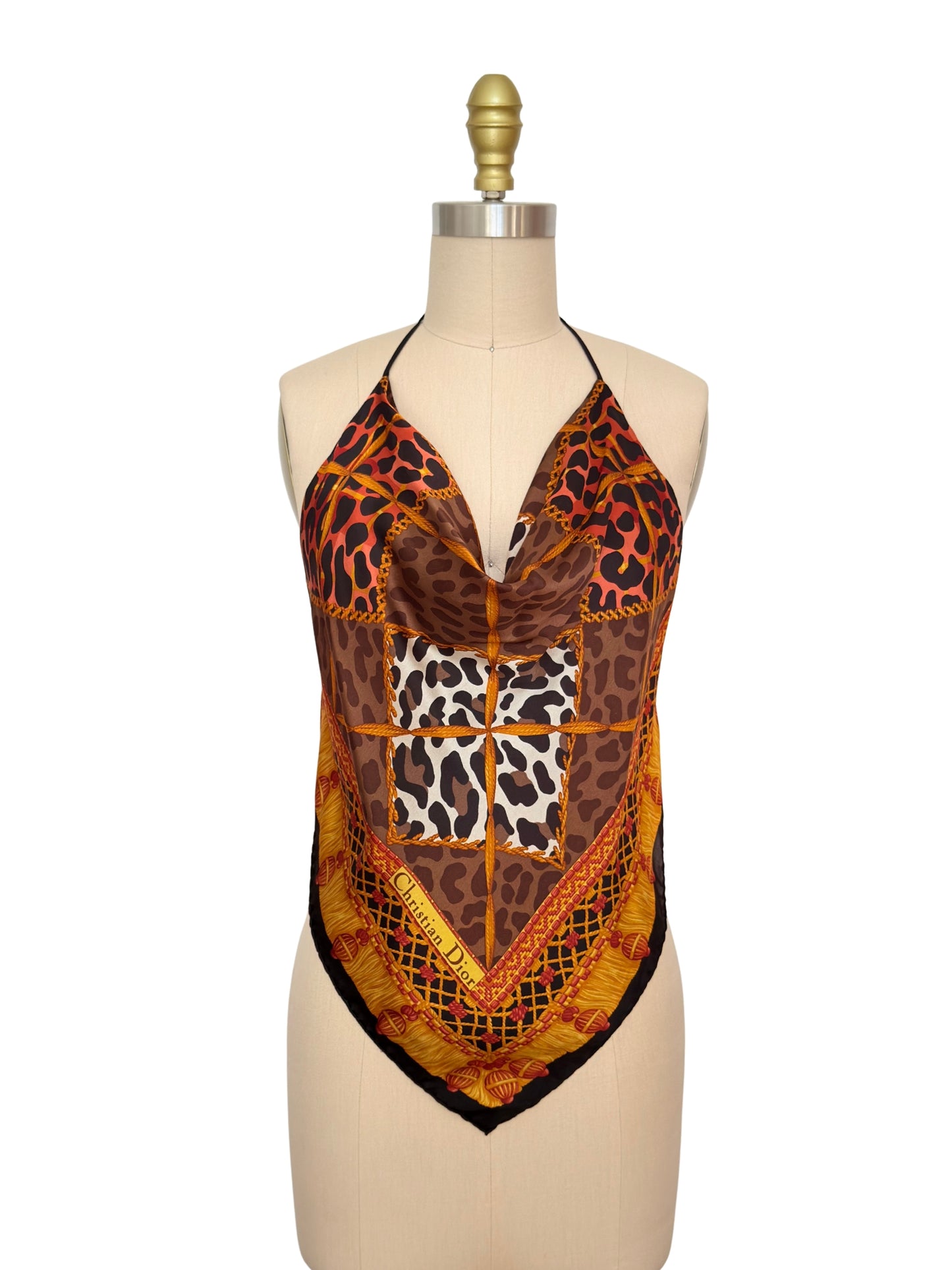 Upcycled Christian Dior Animal Print Scarf Top