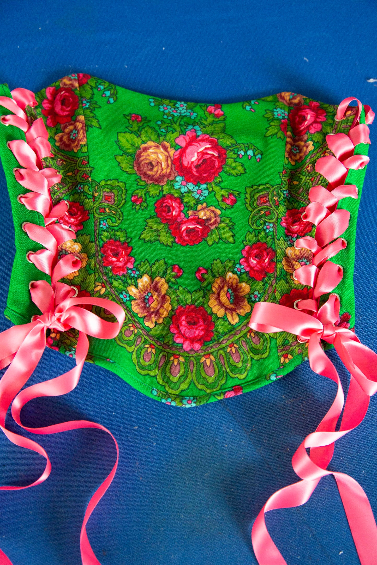 Green Babushka Shawl Corset