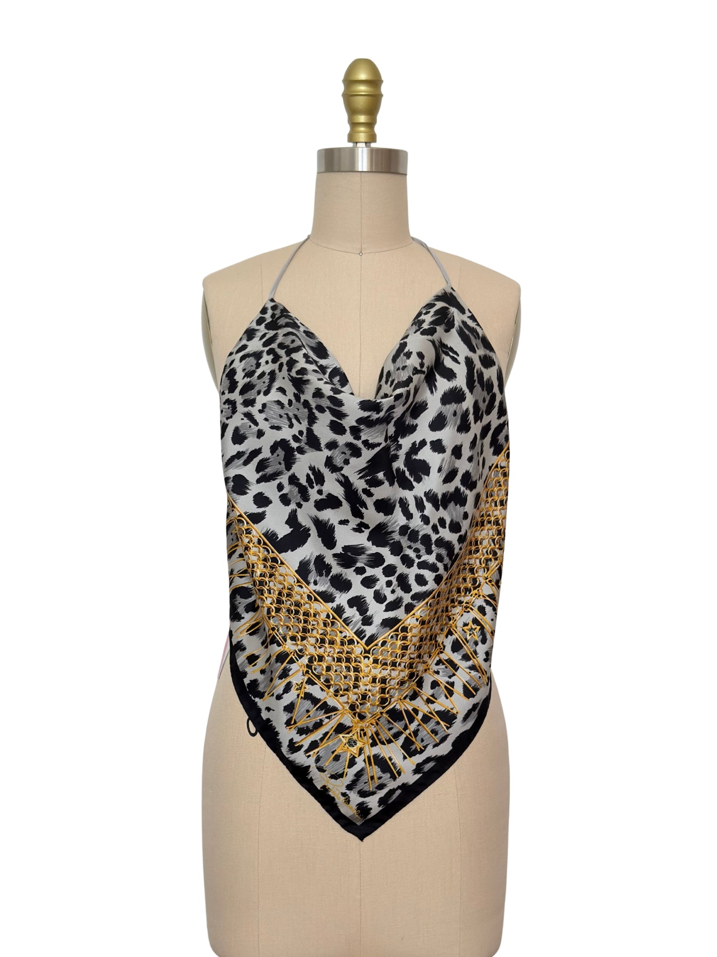 Upcycled Roberto Cavalli Leopard Scarf Top