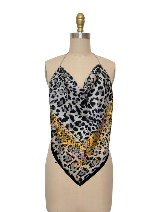 Upcycled Roberto Cavalli Leopard Scarf Top