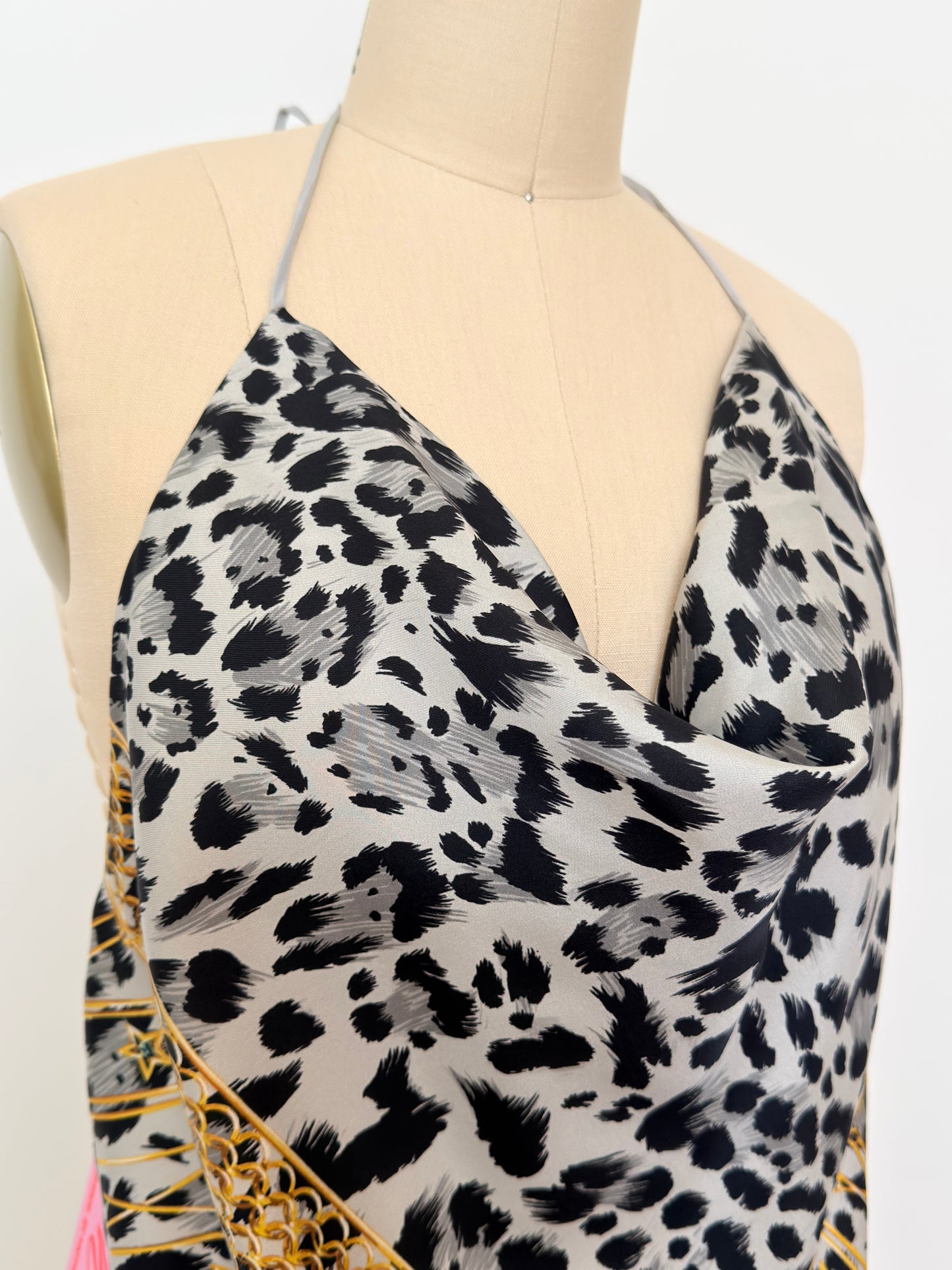 Upcycled Roberto Cavalli Leopard Scarf Top