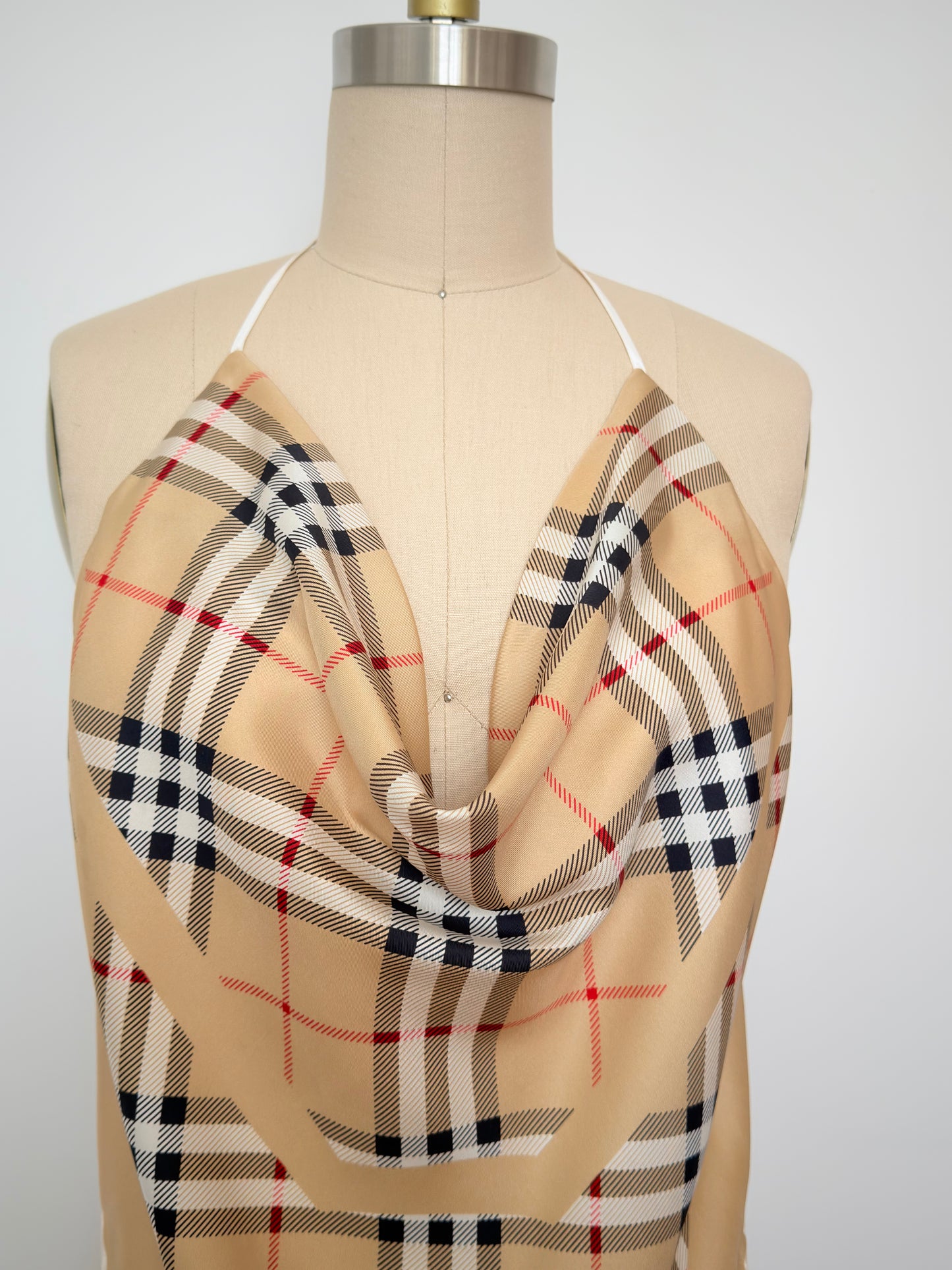 Upcycled Burberry Check Scarf Top