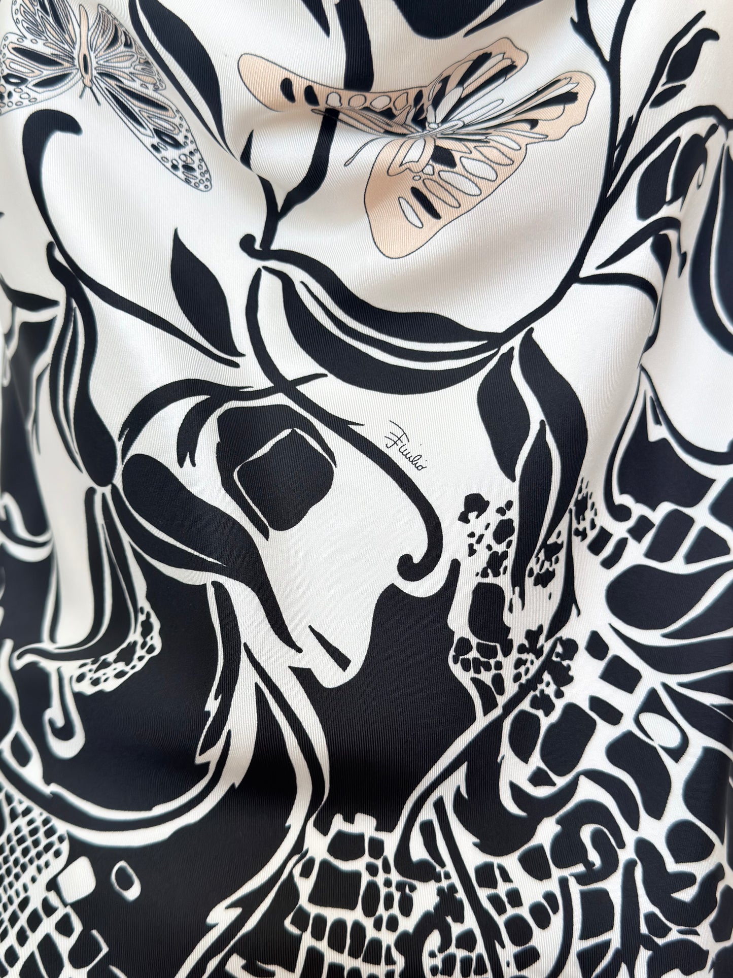 Upcycled B&W Butterfly Pucci Scarf Top