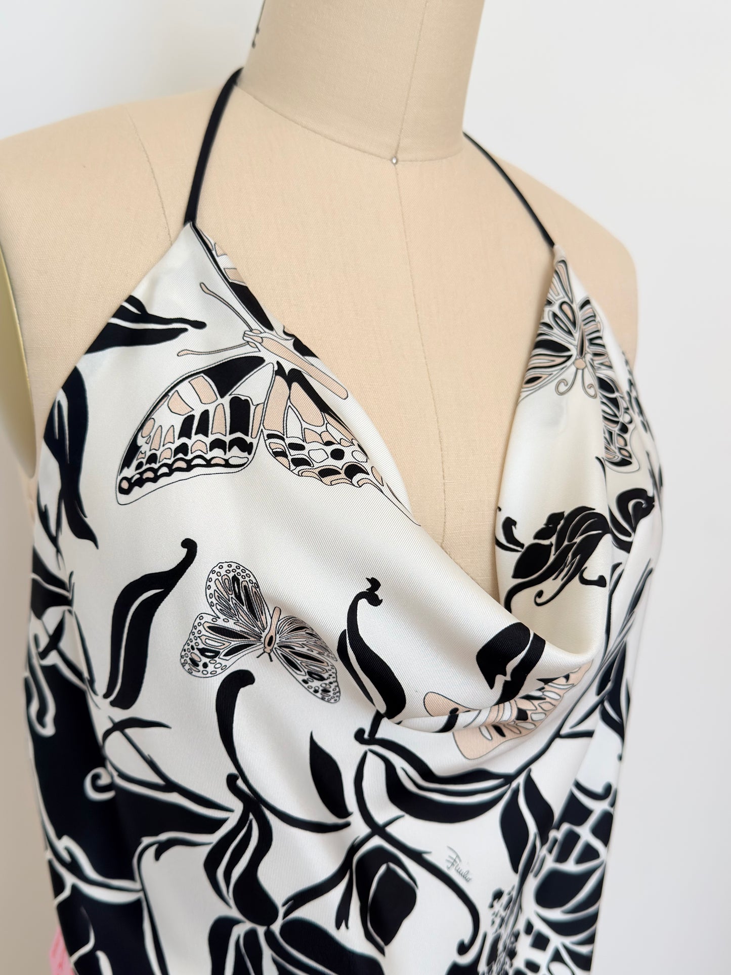 Upcycled B&W Butterfly Pucci Scarf Top