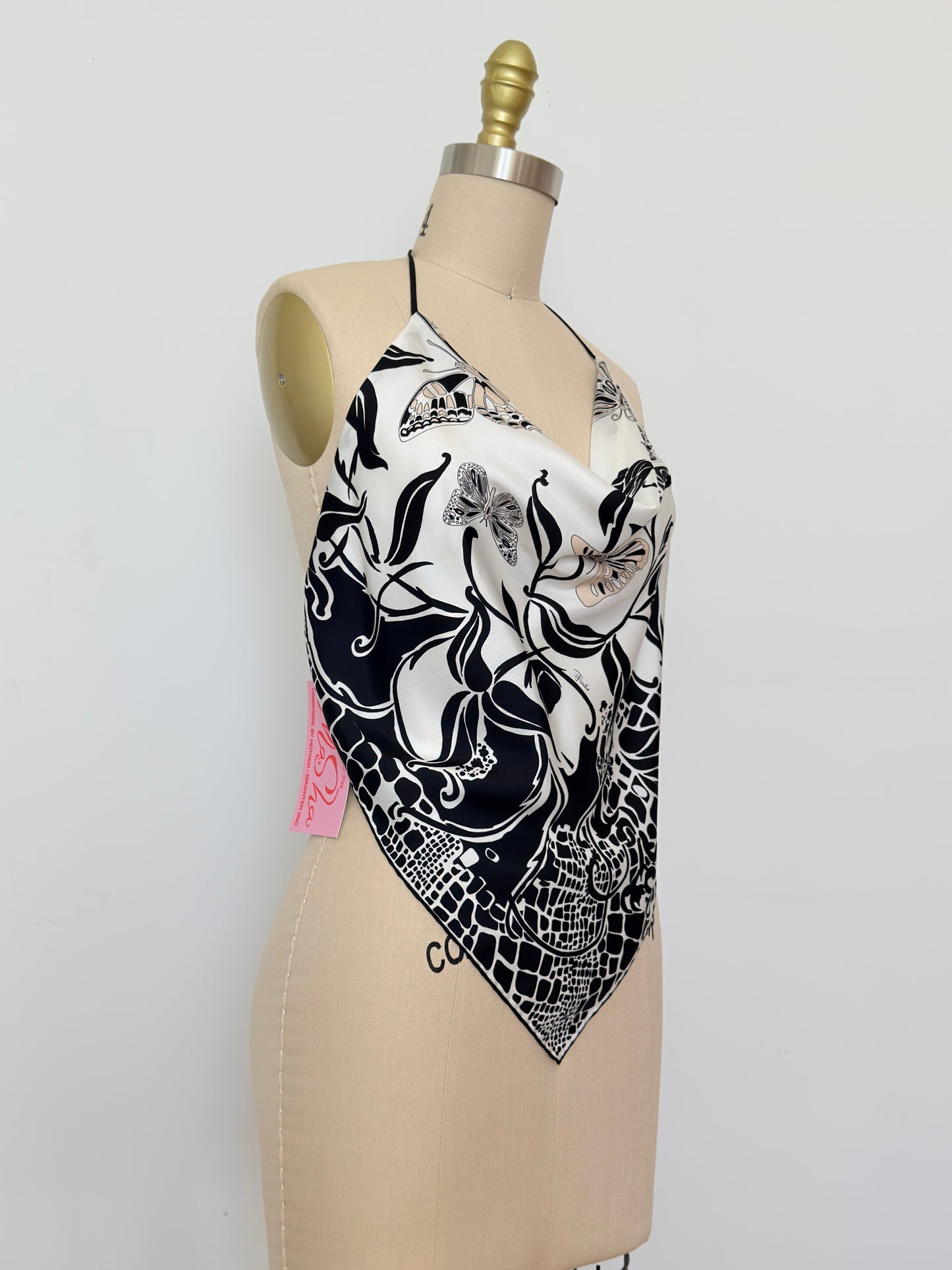Upcycled B&W Butterfly Pucci Scarf Top