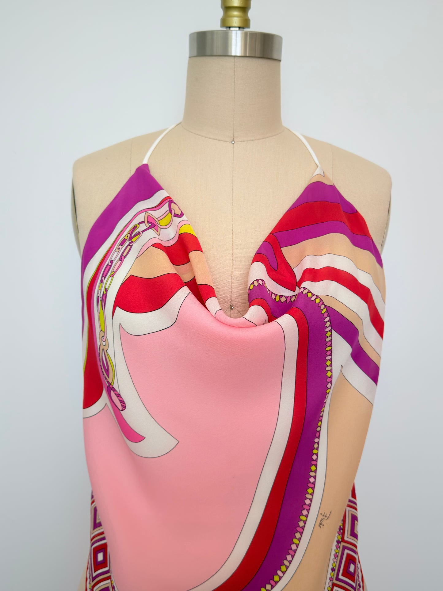 Upcycled Pink Chiffon Pucci Scarf Top