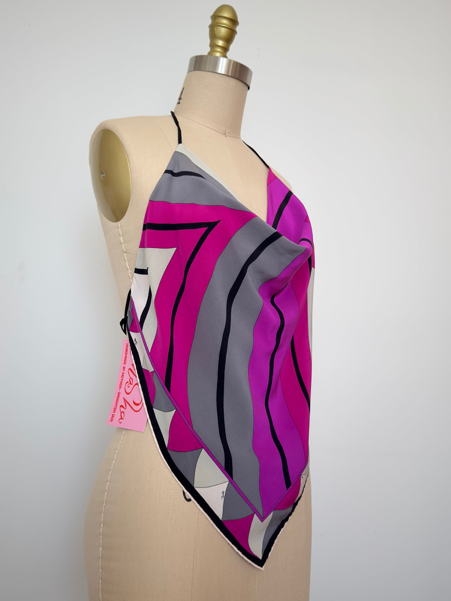 Upcycled 1970s Pucci Fuchsia Scarf Top