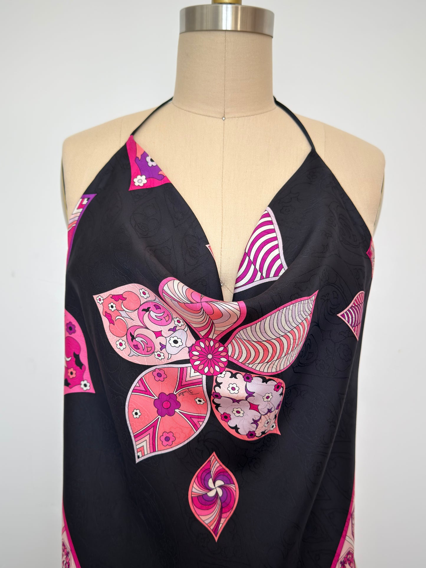 Upcycled Floral Pucci Pink & Black Scarf Top