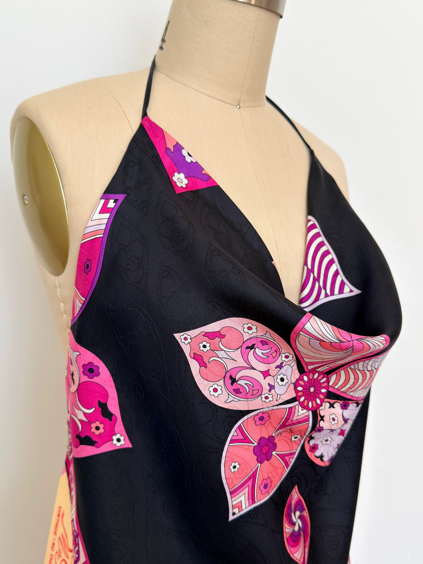 Upcycled Floral Pucci Pink & Black Scarf Top