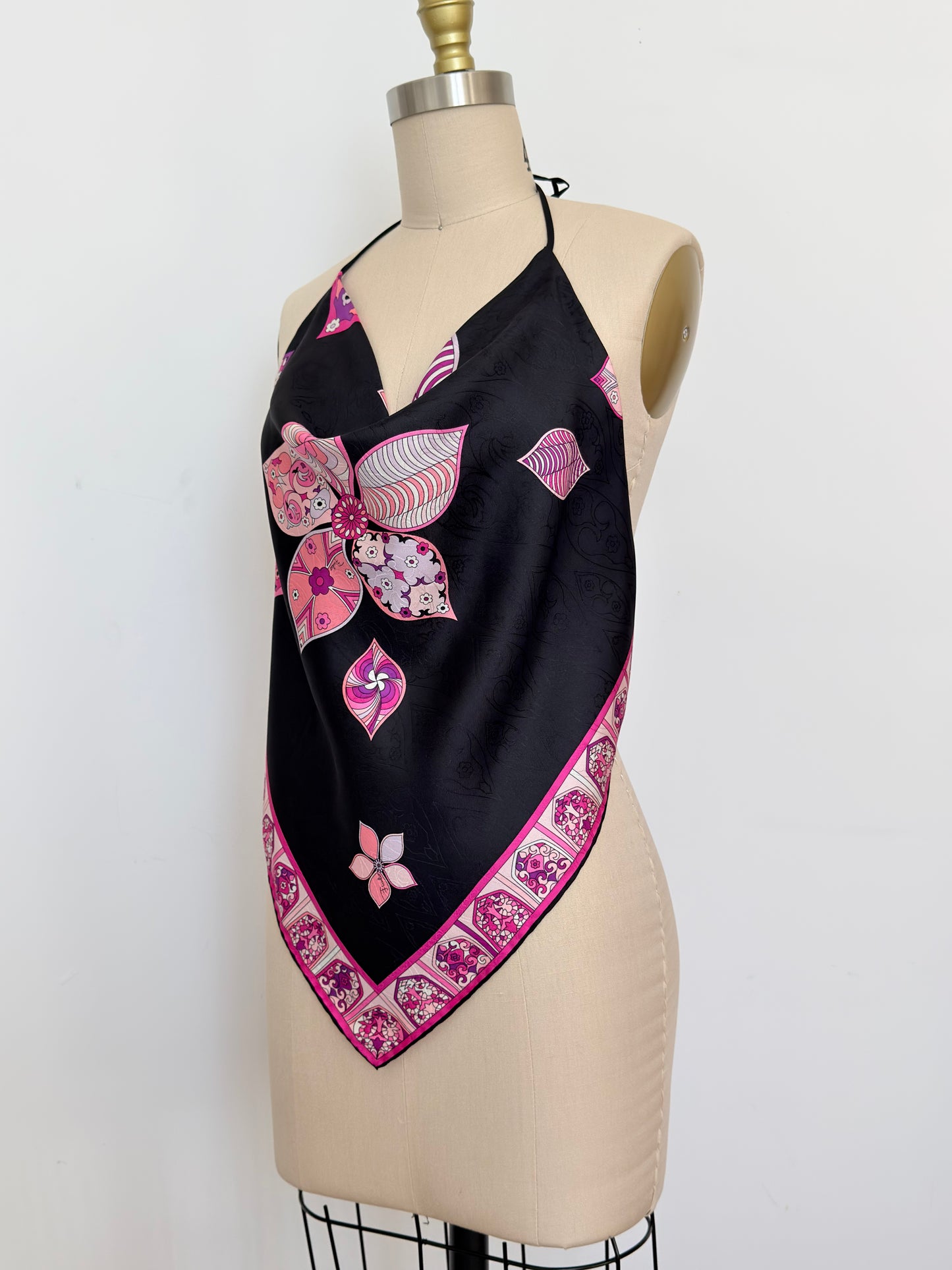 Upcycled Floral Pucci Pink & Black Scarf Top
