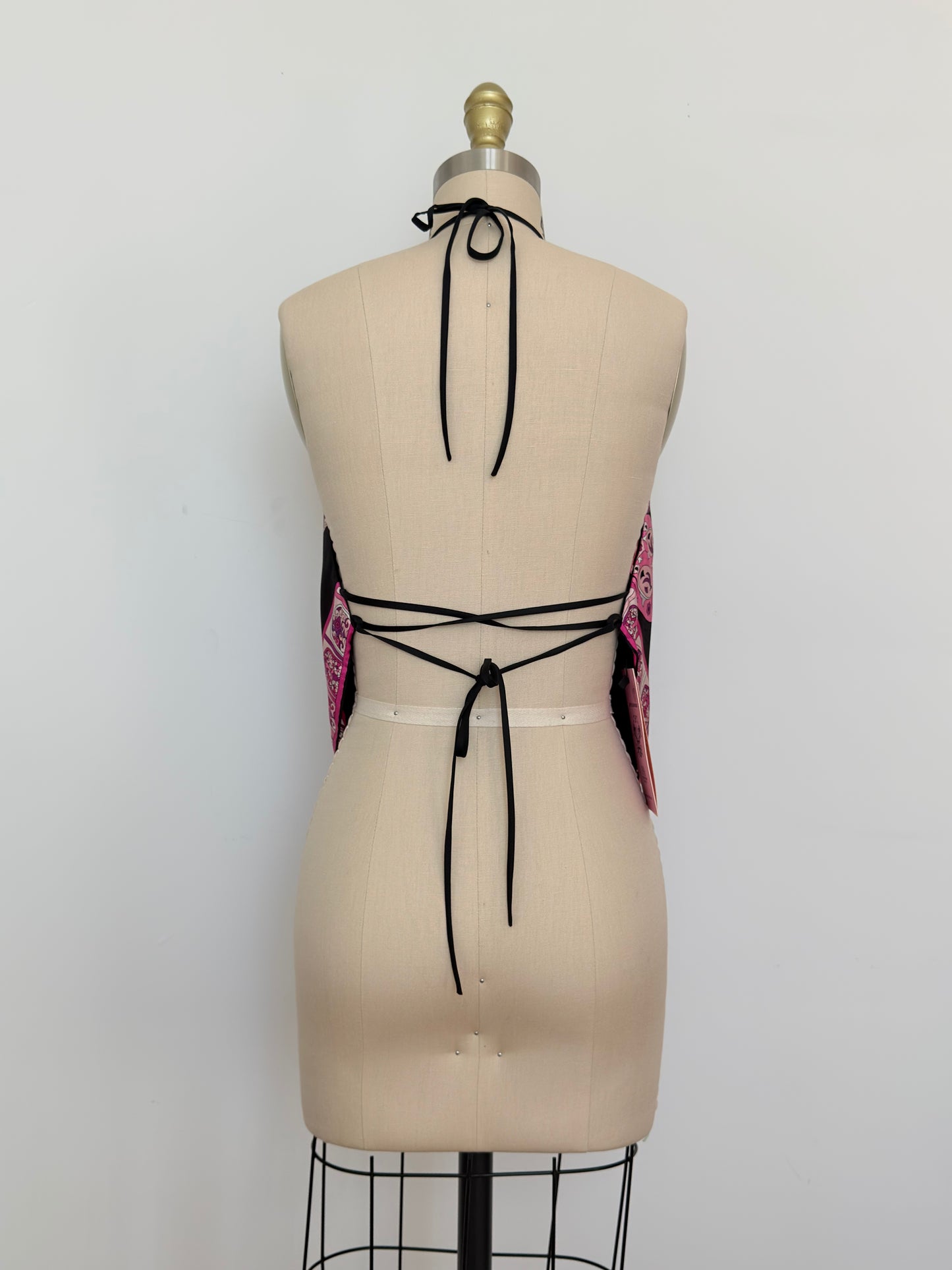 Upcycled Floral Pucci Pink & Black Scarf Top