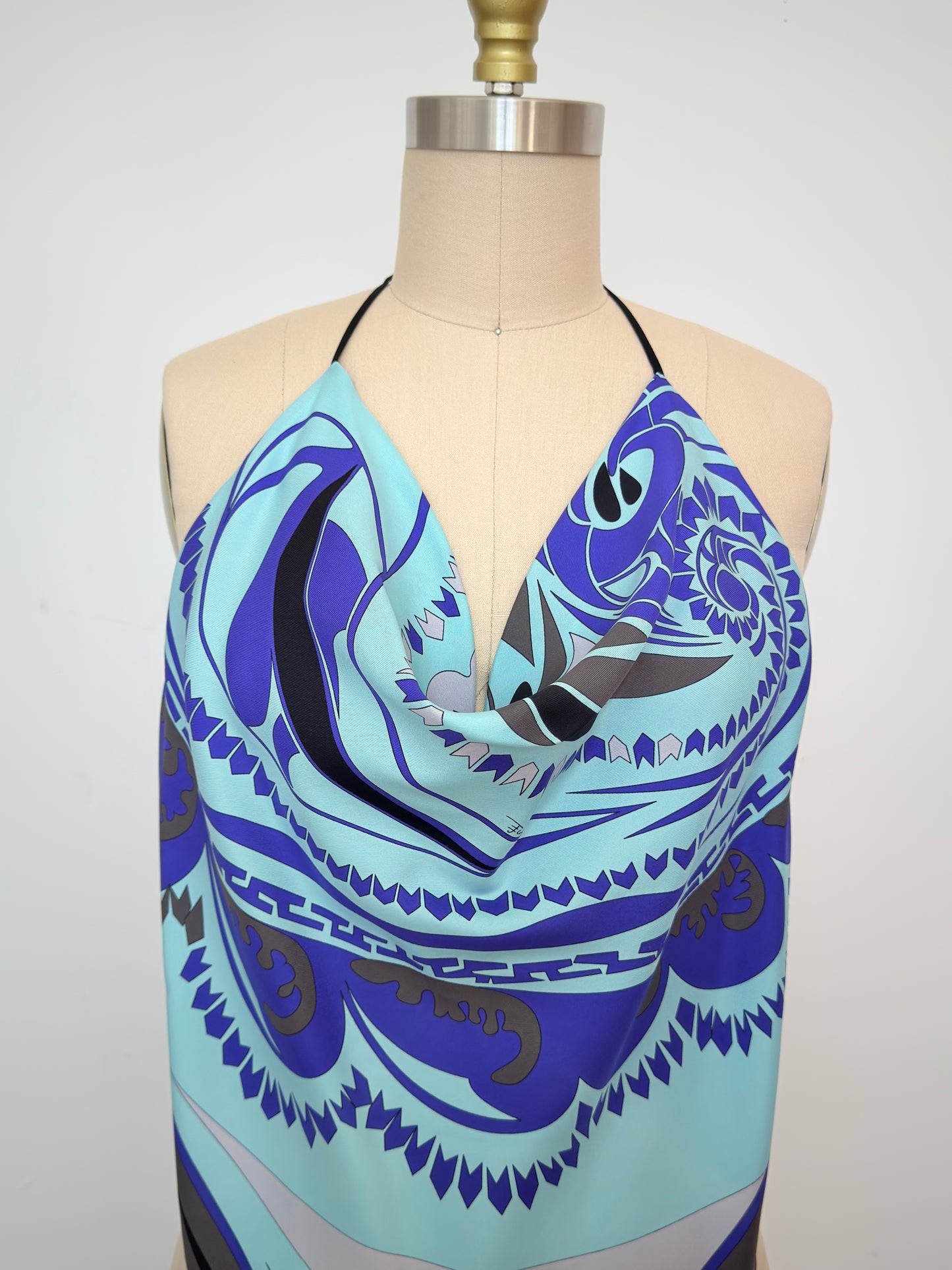 Upcycled Pucci Blue Scarf Top