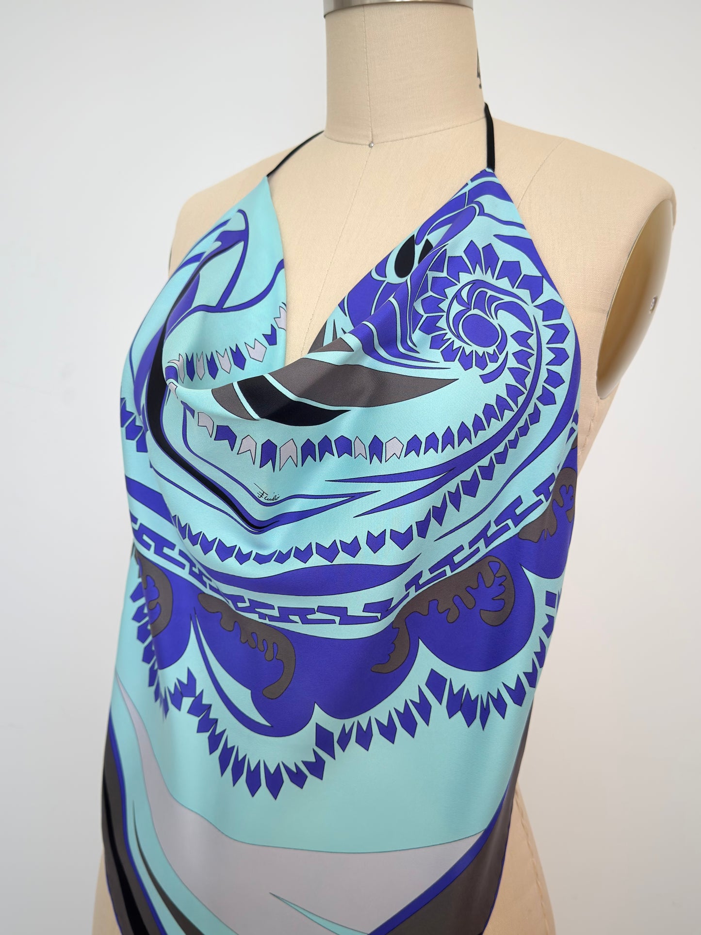 Upcycled Pucci Blue Scarf Top