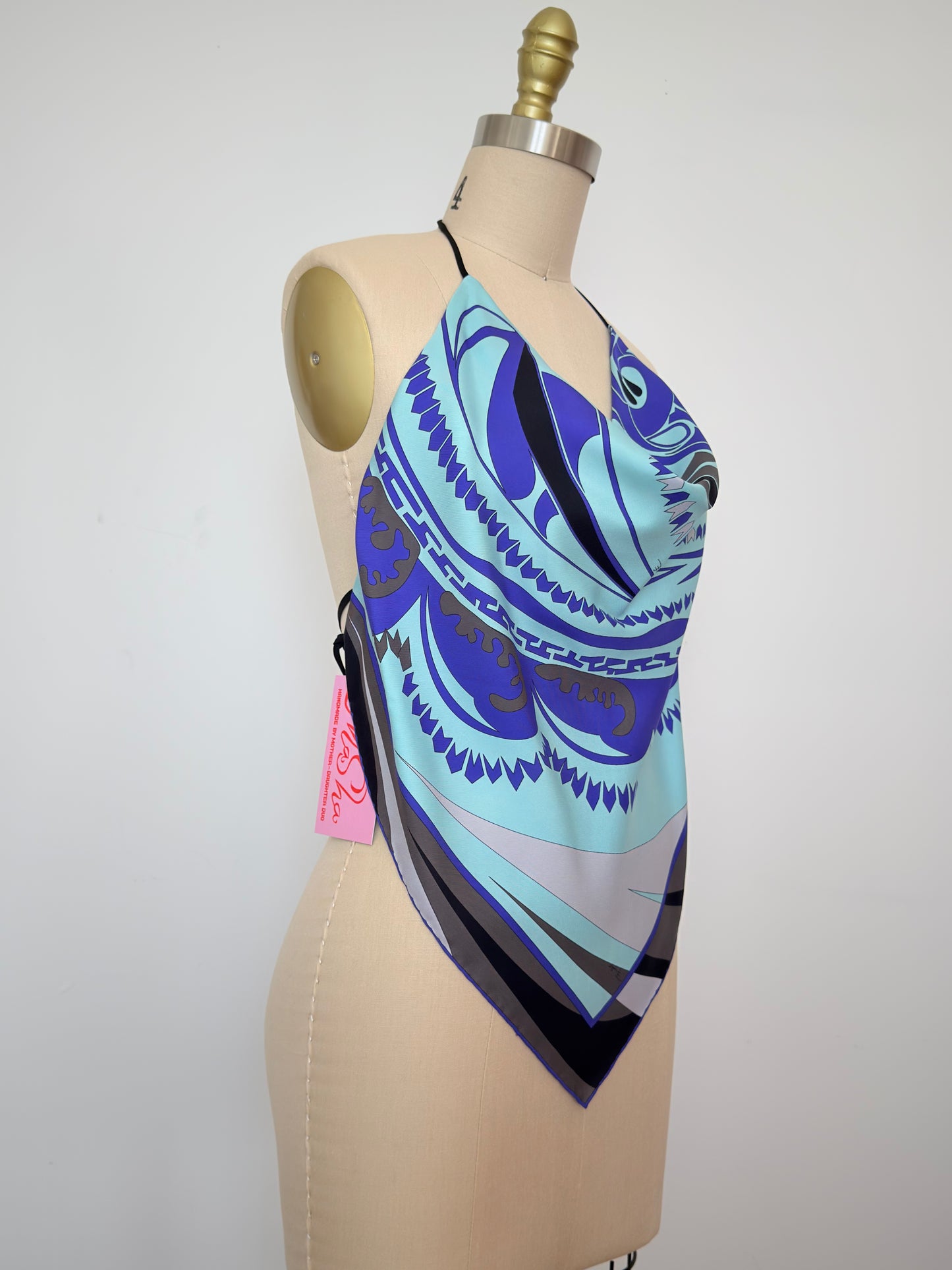 Upcycled Pucci Blue Scarf Top