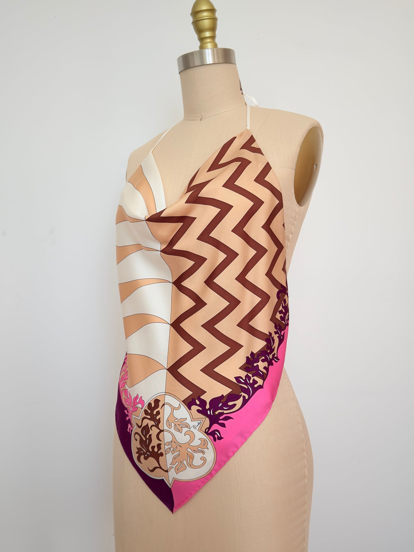 Upcycled Pucci Geometric Scarf Top