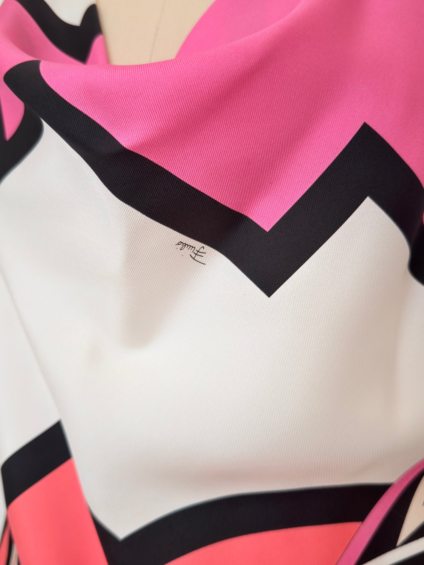 Upcycled Pink Pucci Geometric Silk Scarf Top