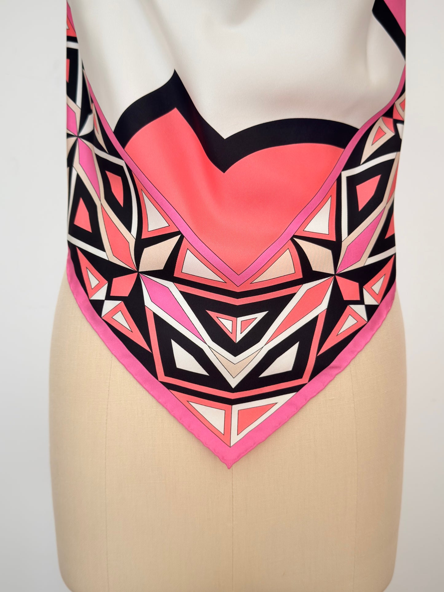 Upcycled Pink Pucci Geometric Silk Scarf Top