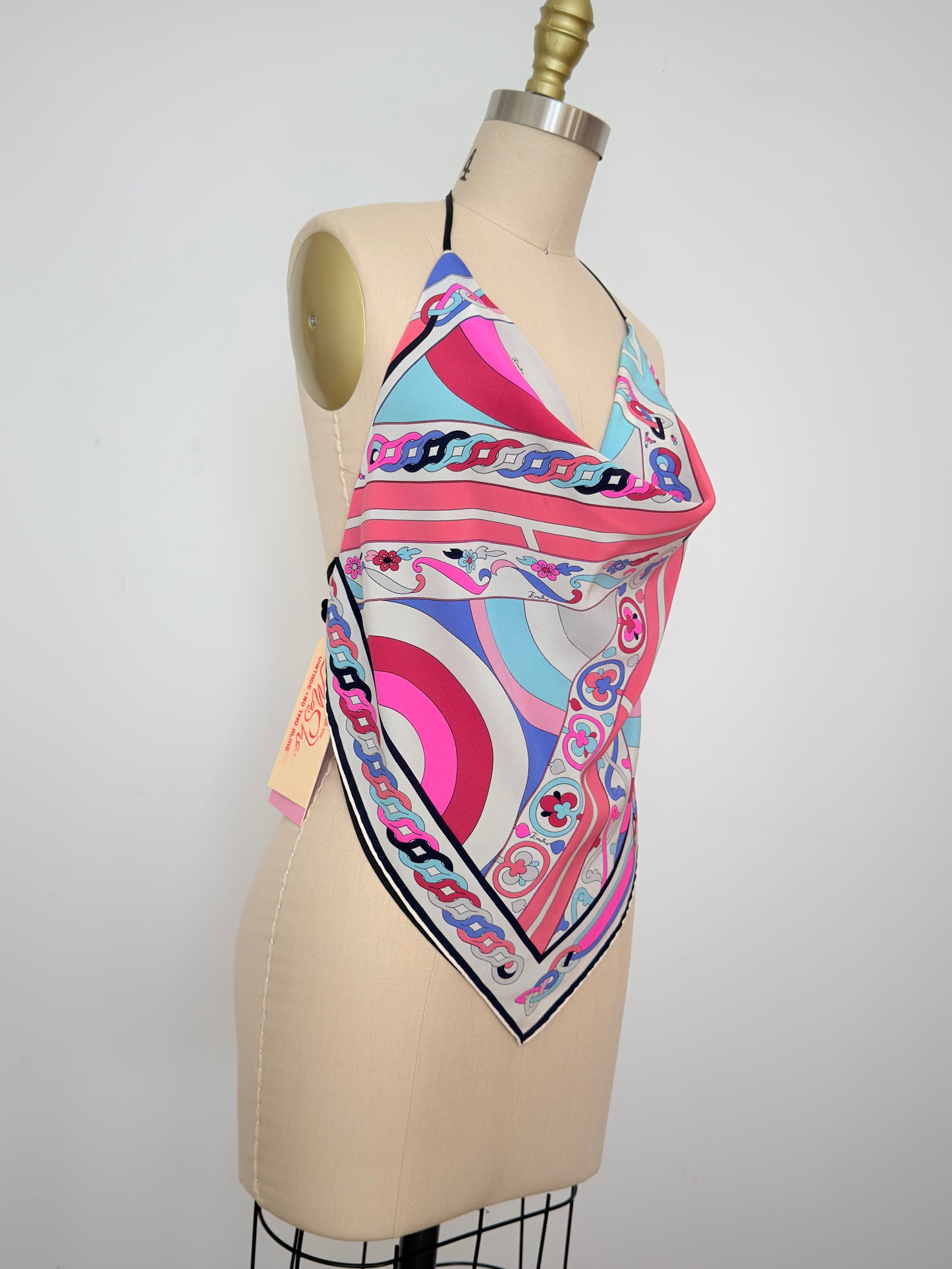 Upcycled 1980s Pucci Silk Scarf Top