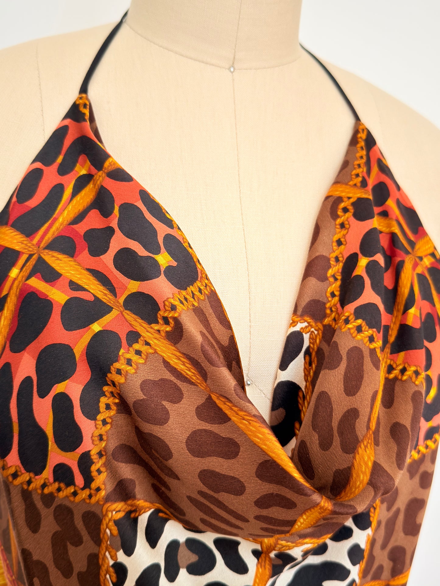 Upcycled Christian Dior Animal Print Scarf Top