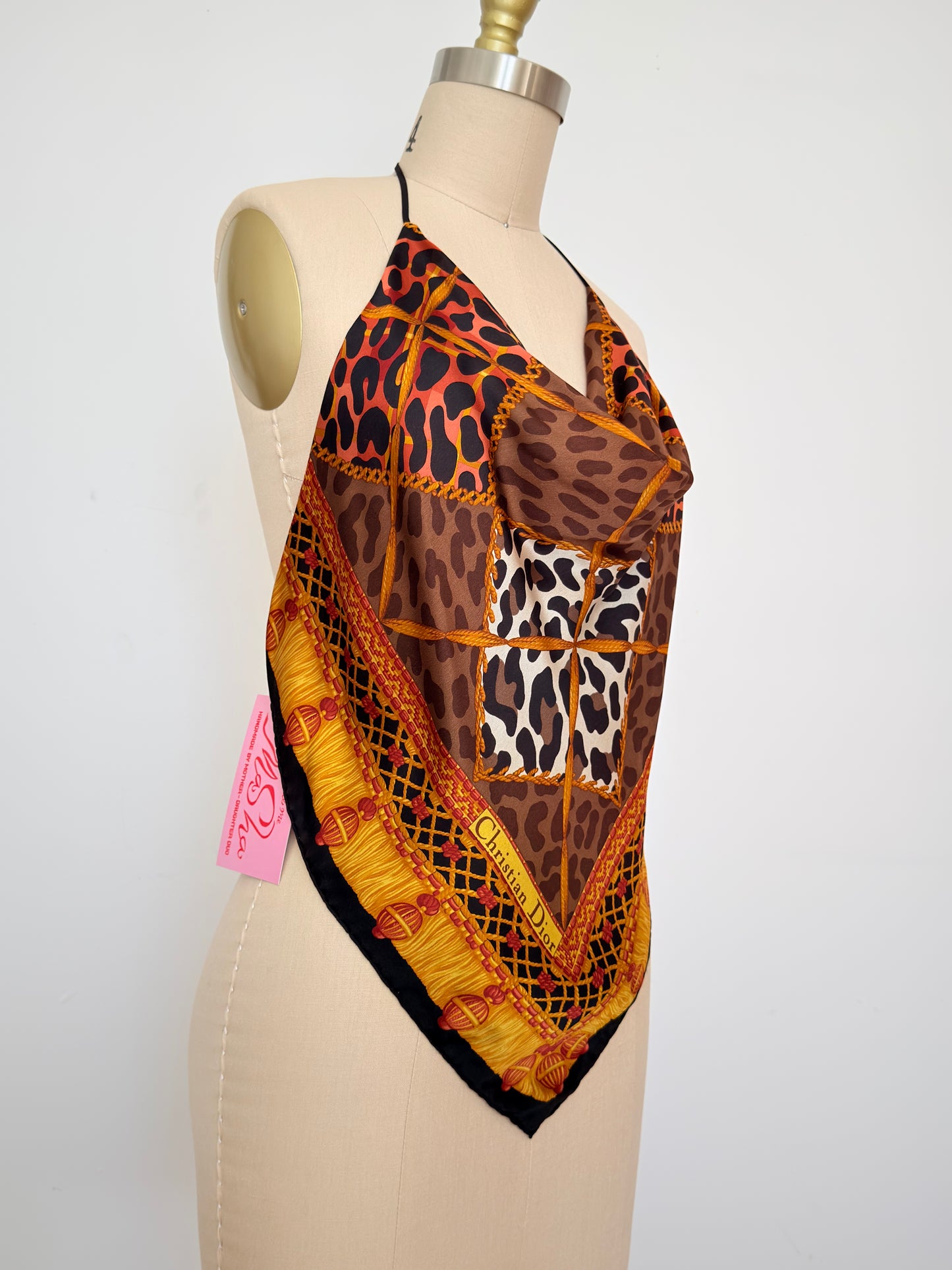 Upcycled Christian Dior Animal Print Scarf Top