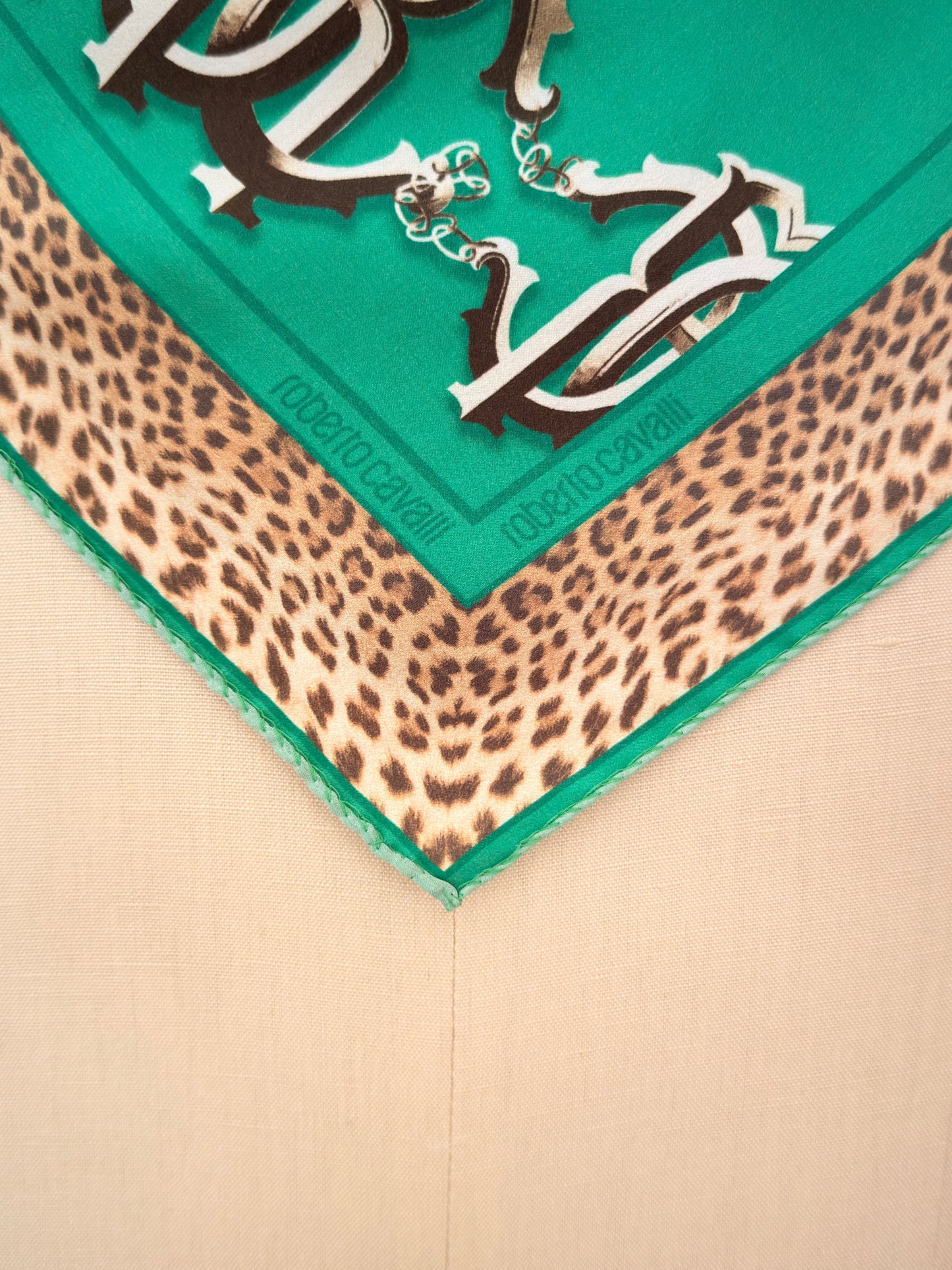 Upcycled Roberto Cavalli Green Monogram Scarf Top