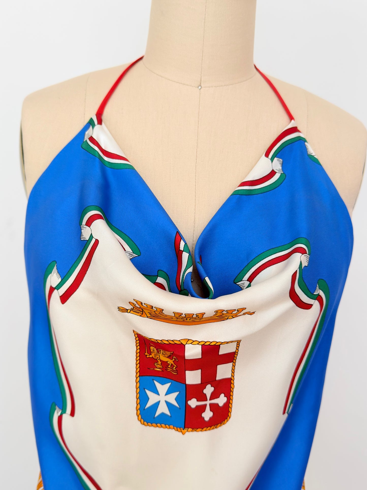 Upcycled Rare Vintage Emilio Pucci Italian Military Scarf Top