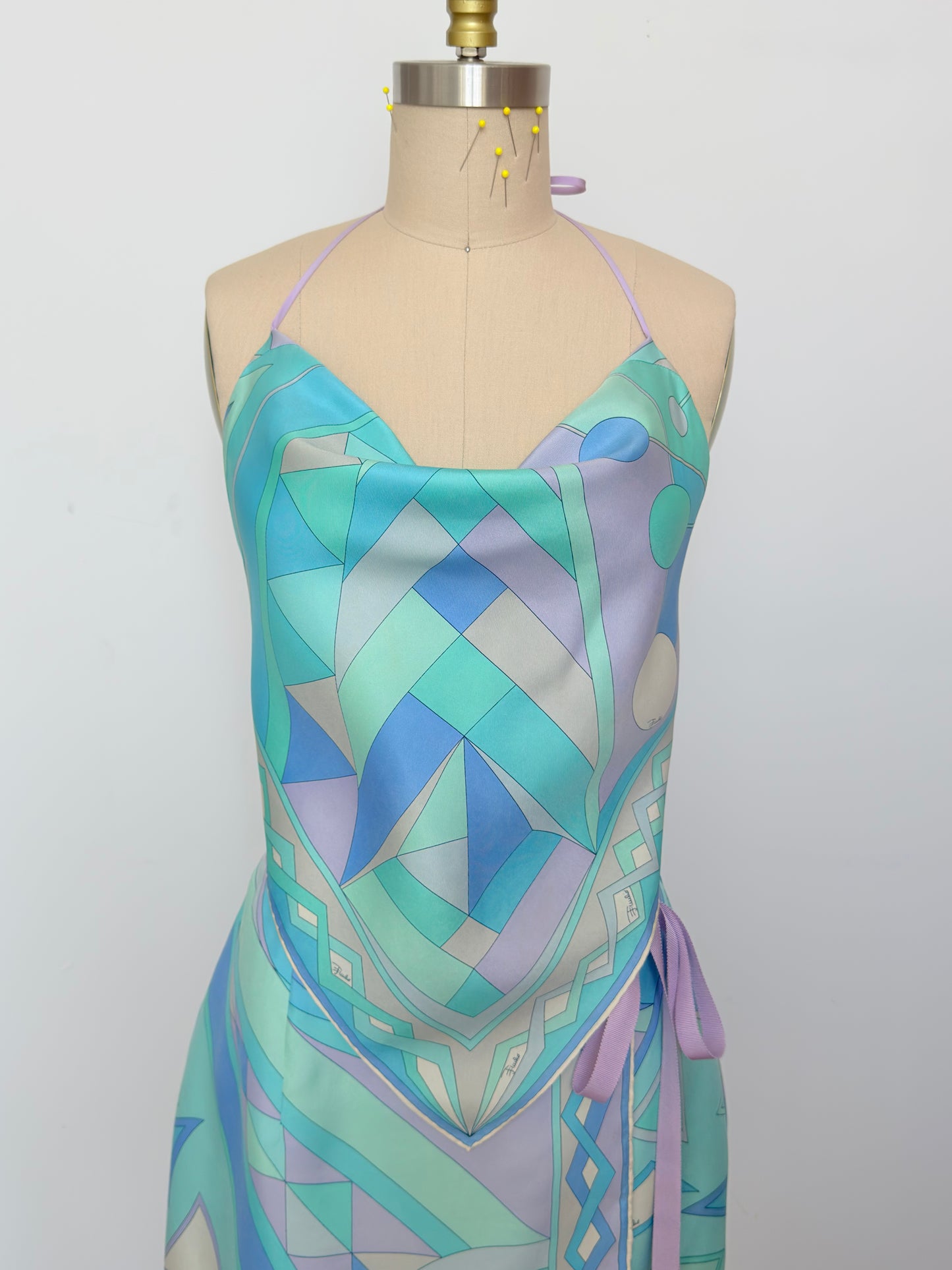 Upcycled Vintage Pucci Aqua & Lavender Matching Set