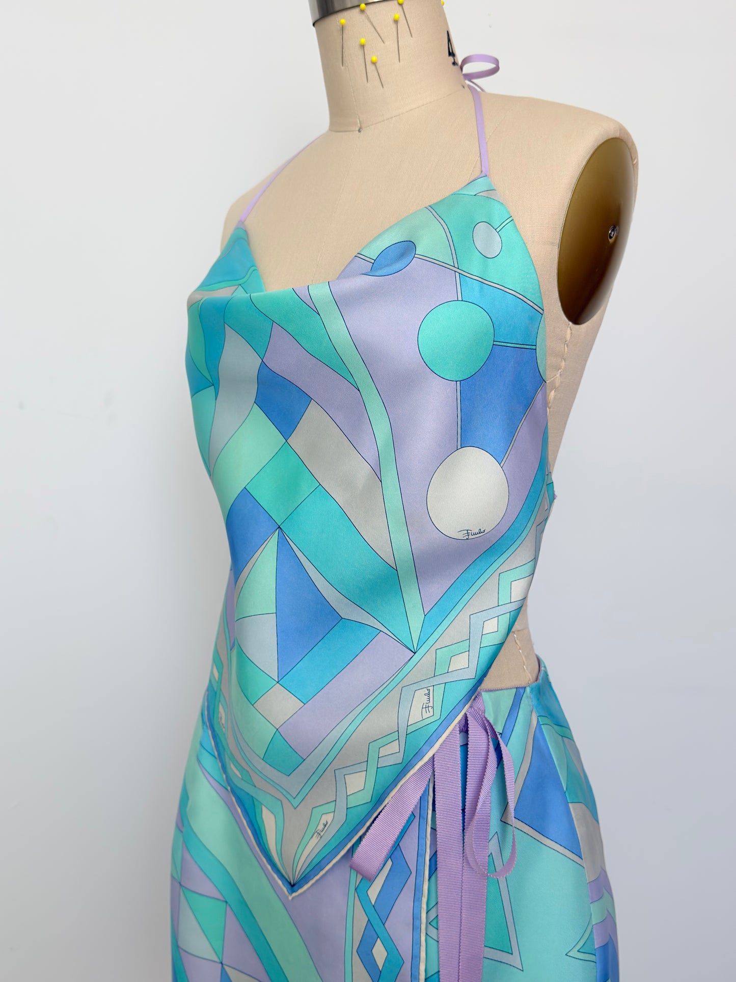 Upcycled Vintage Pucci Aqua & Lavender Matching Set