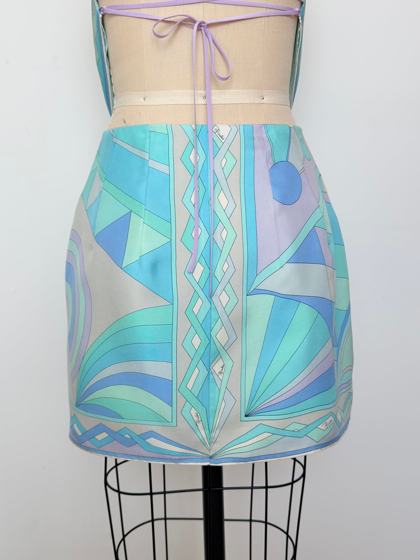 Upcycled Vintage Pucci Aqua & Lavender Matching Set