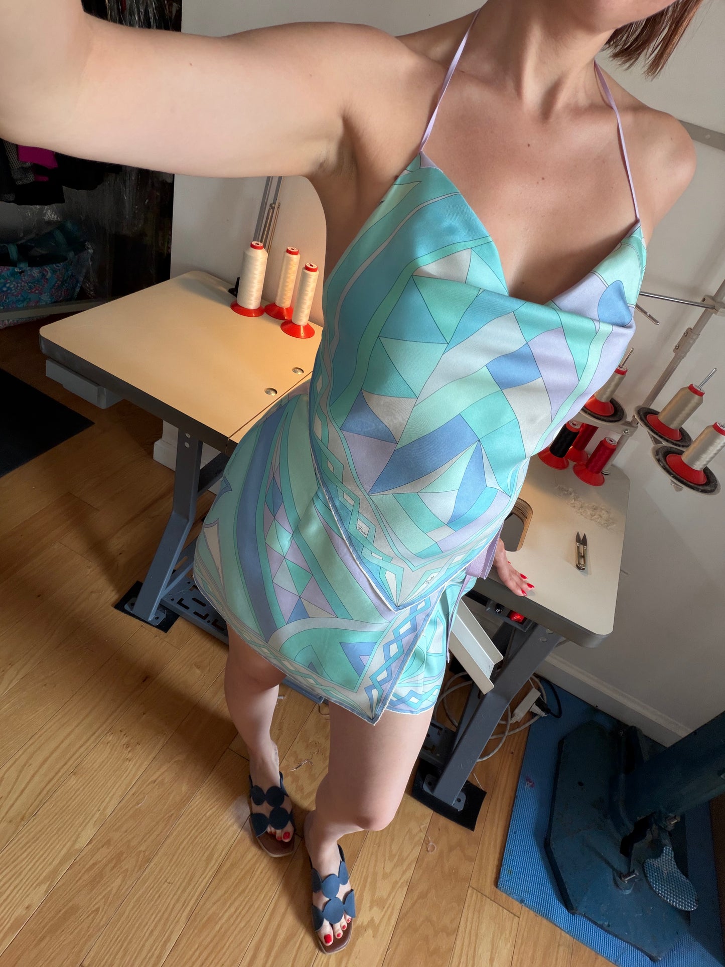 Upcycled Vintage Pucci Aqua & Lavender Matching Set