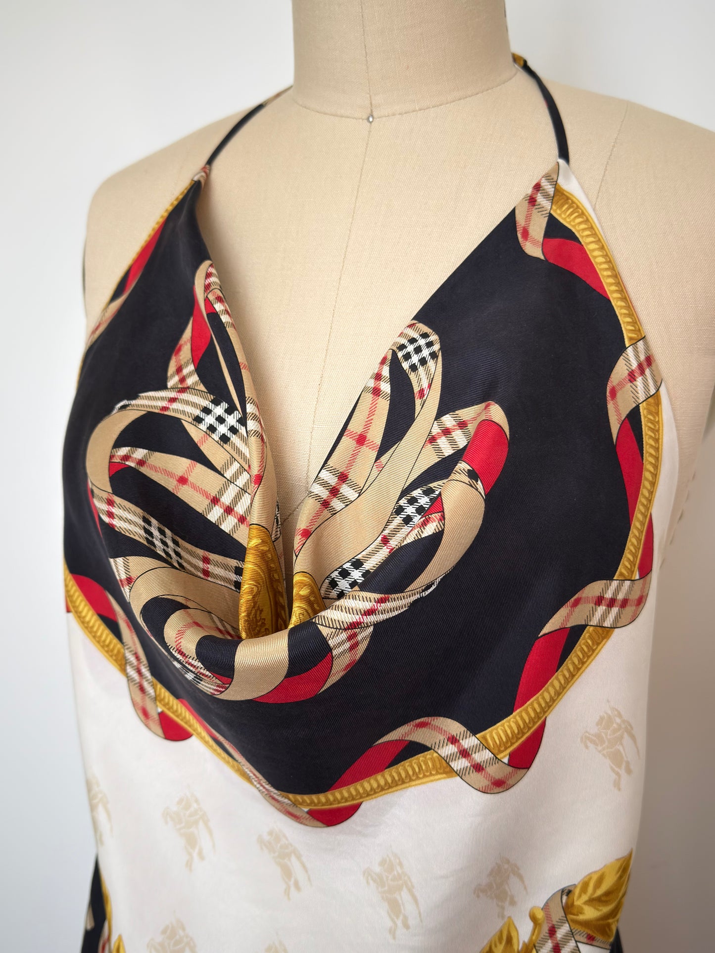 Upcycled Burberry Scarf Top