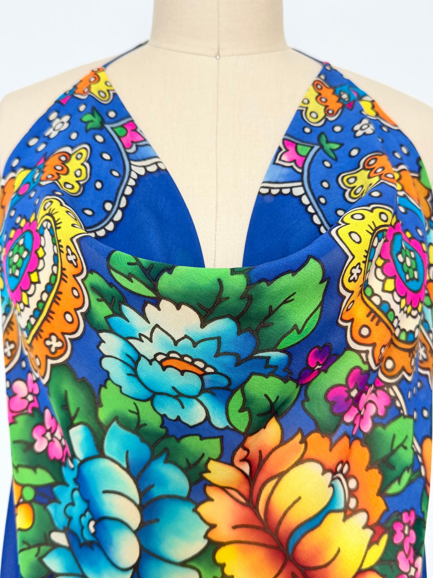 Upcycled Babushka Blue Scarf Top