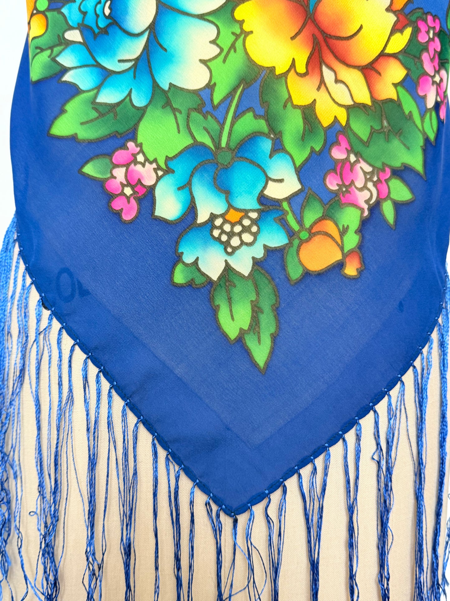 Upcycled Babushka Blue Scarf Top