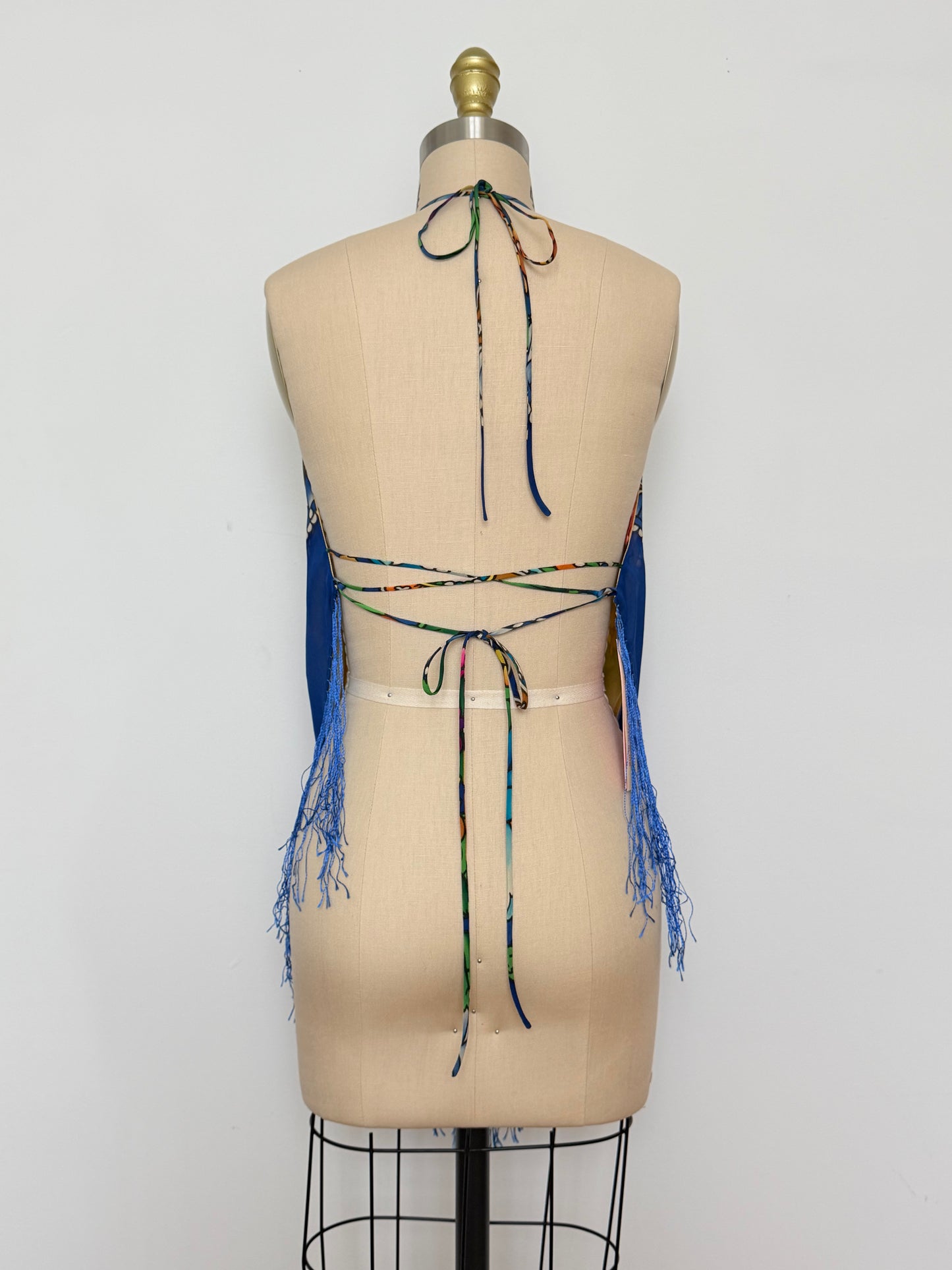 Upcycled Babushka Blue Scarf Top
