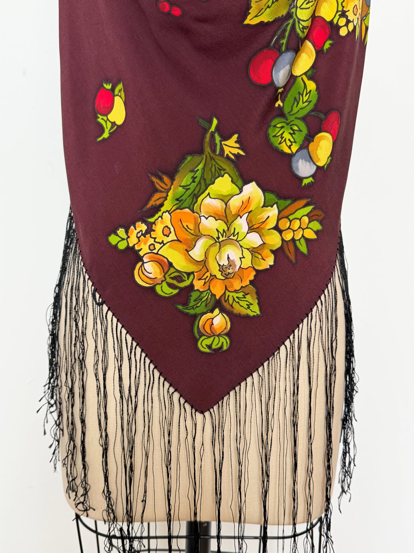 Upcycled Babushka Burgundy Scarf Top