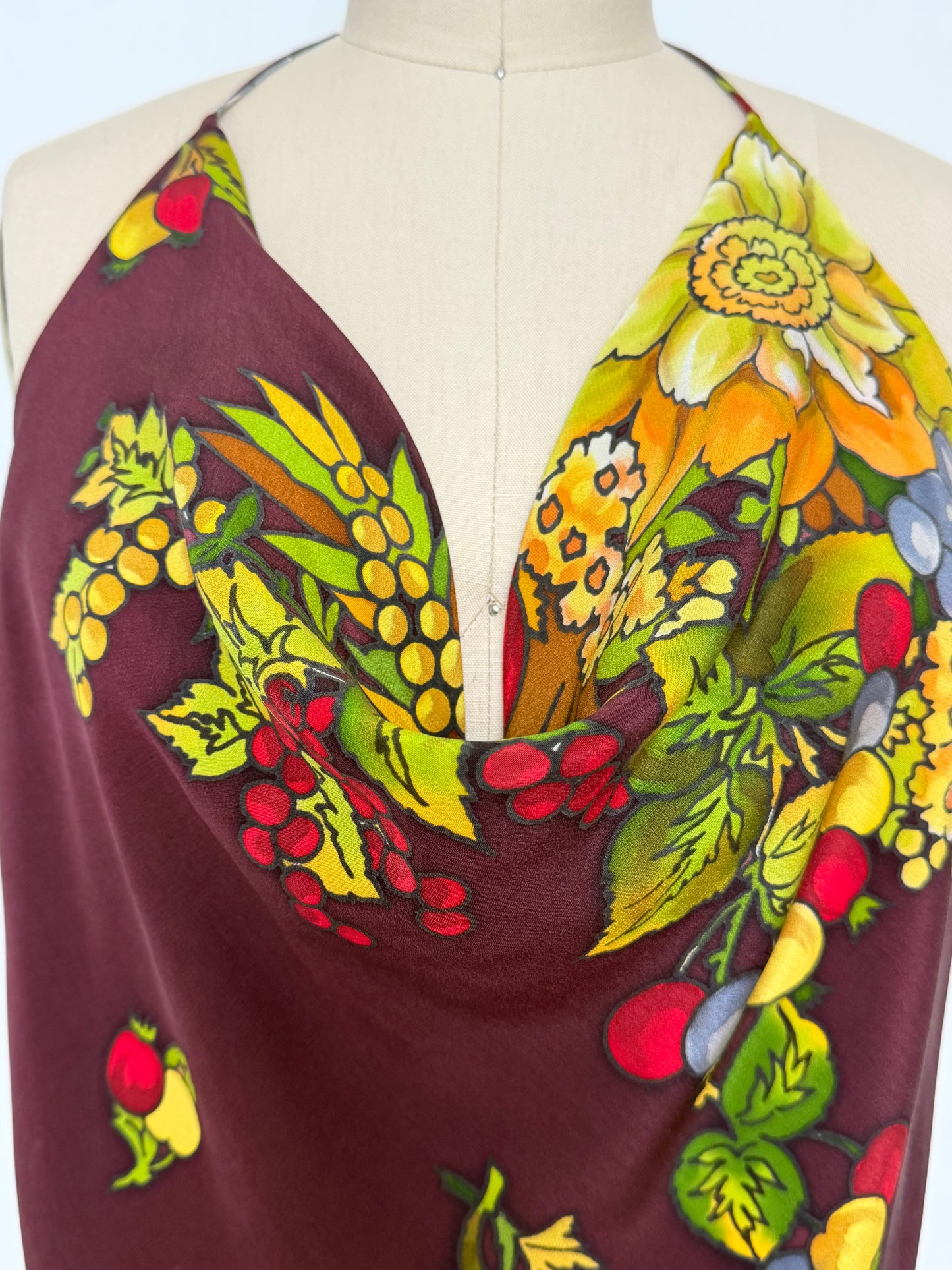 Upcycled Babushka Burgundy Scarf Top