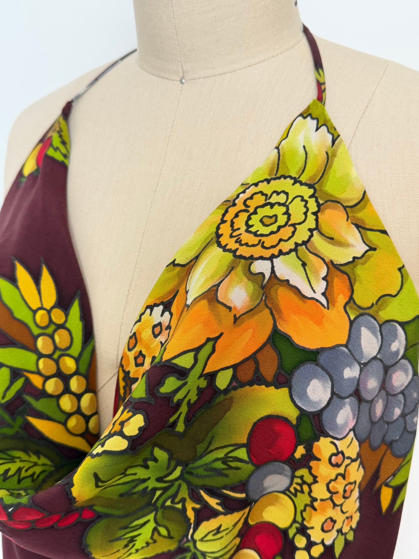 Upcycled Babushka Burgundy Scarf Top