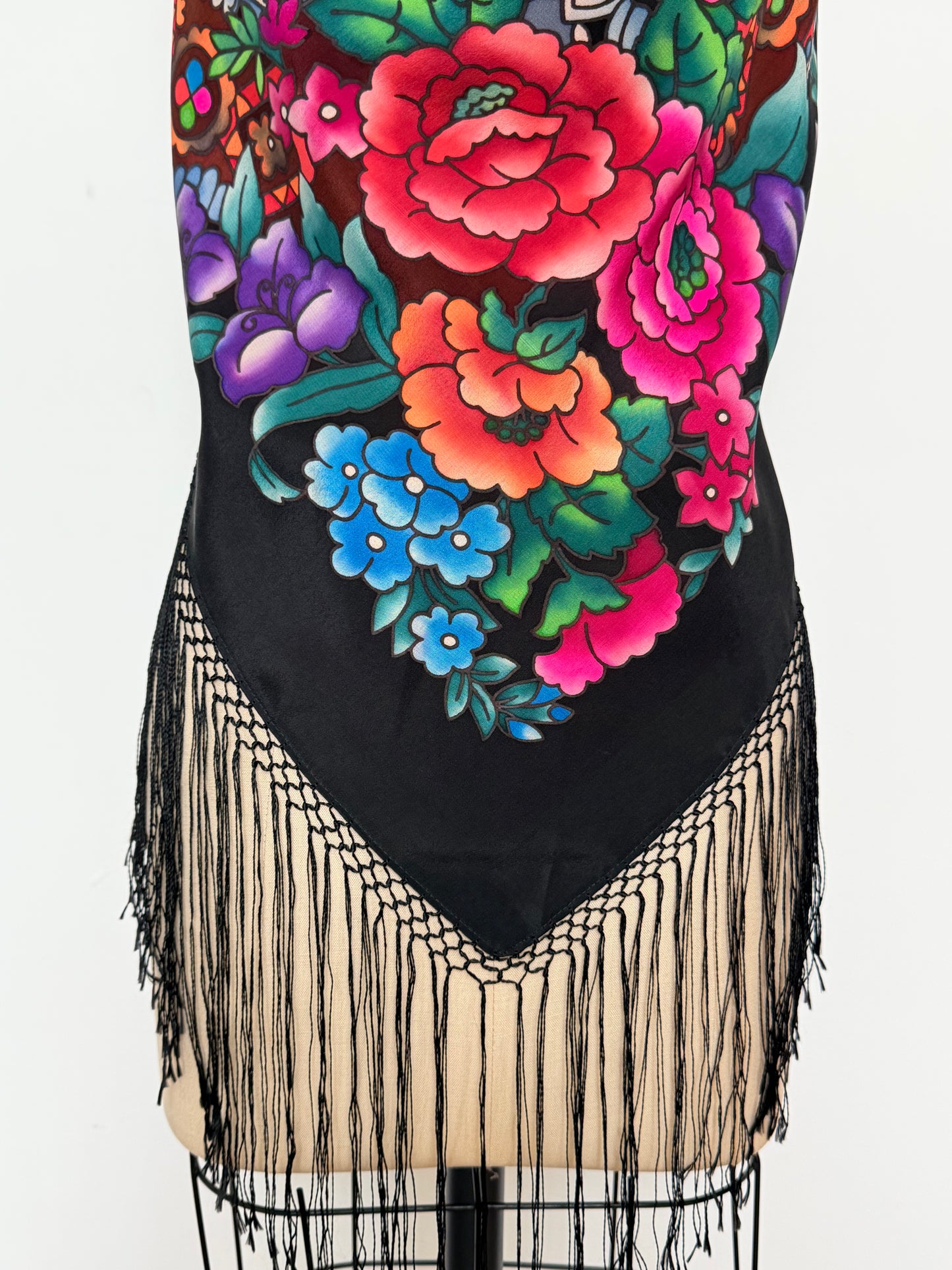 Upcycled Babushka Black Scarf Top