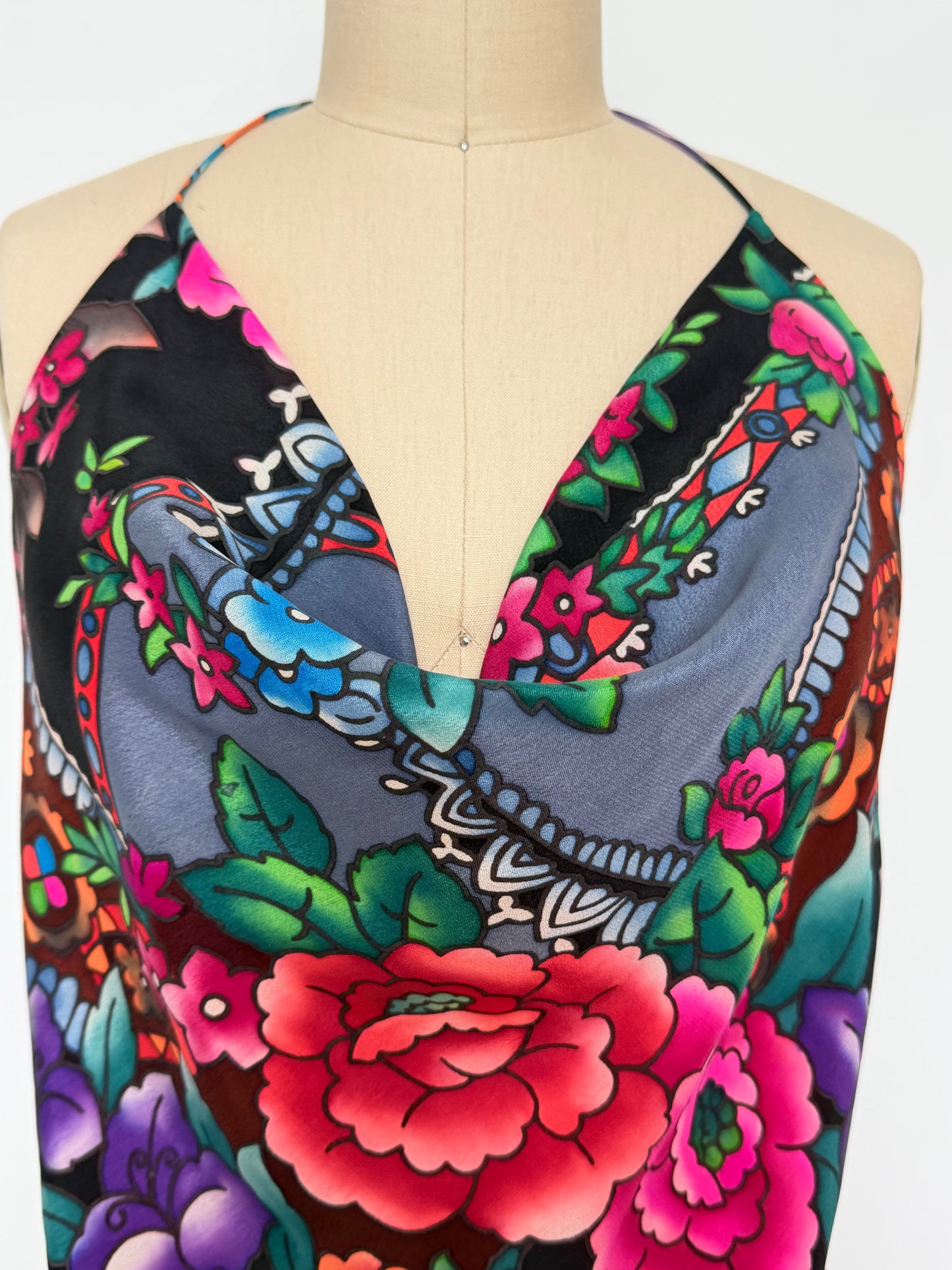 Upcycled Babushka Black Scarf Top