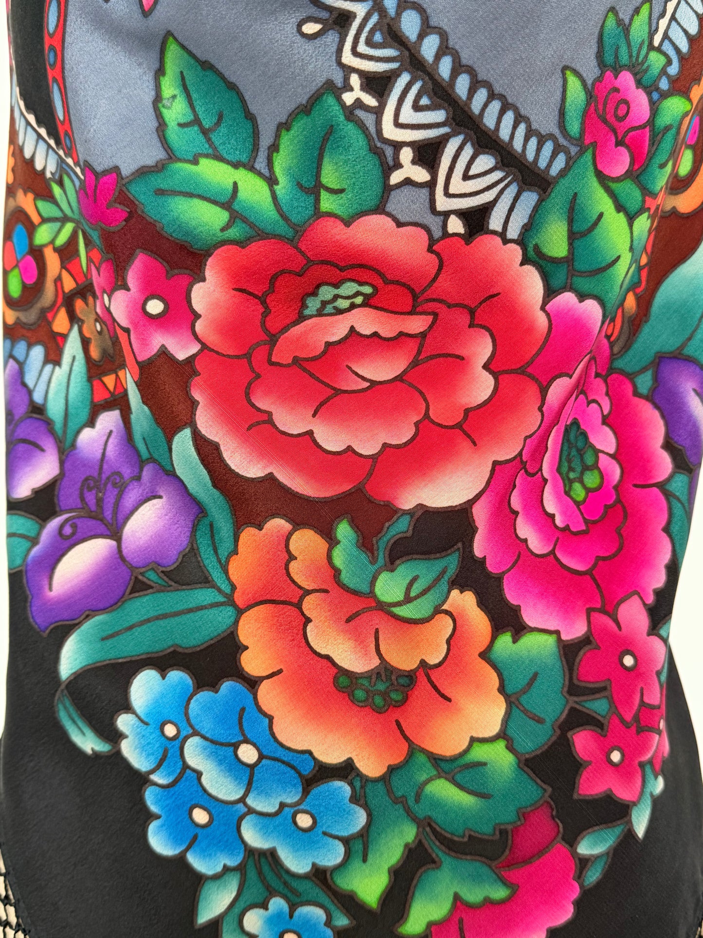 Upcycled Babushka Black Scarf Top